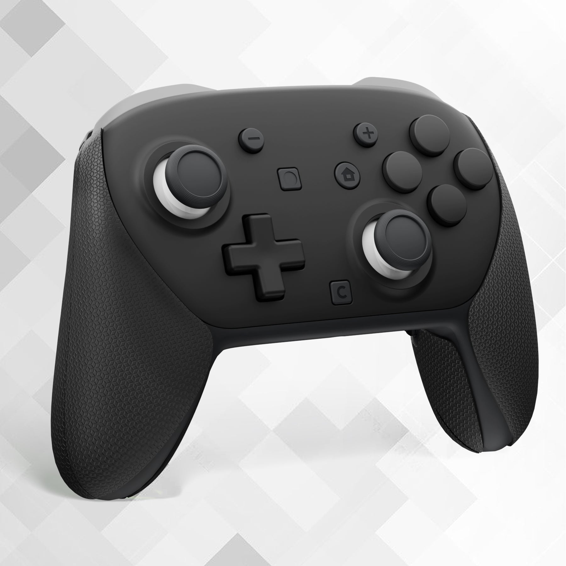 PlayVital Anti-Slip PU Grip Skin with Silicone Back Button Cover for Switch 2 Pro Controller, Sweat-Absorbent for Nintendo Switch 2 Pro Controller Grip - Hexagonal Textured Black PlayVital