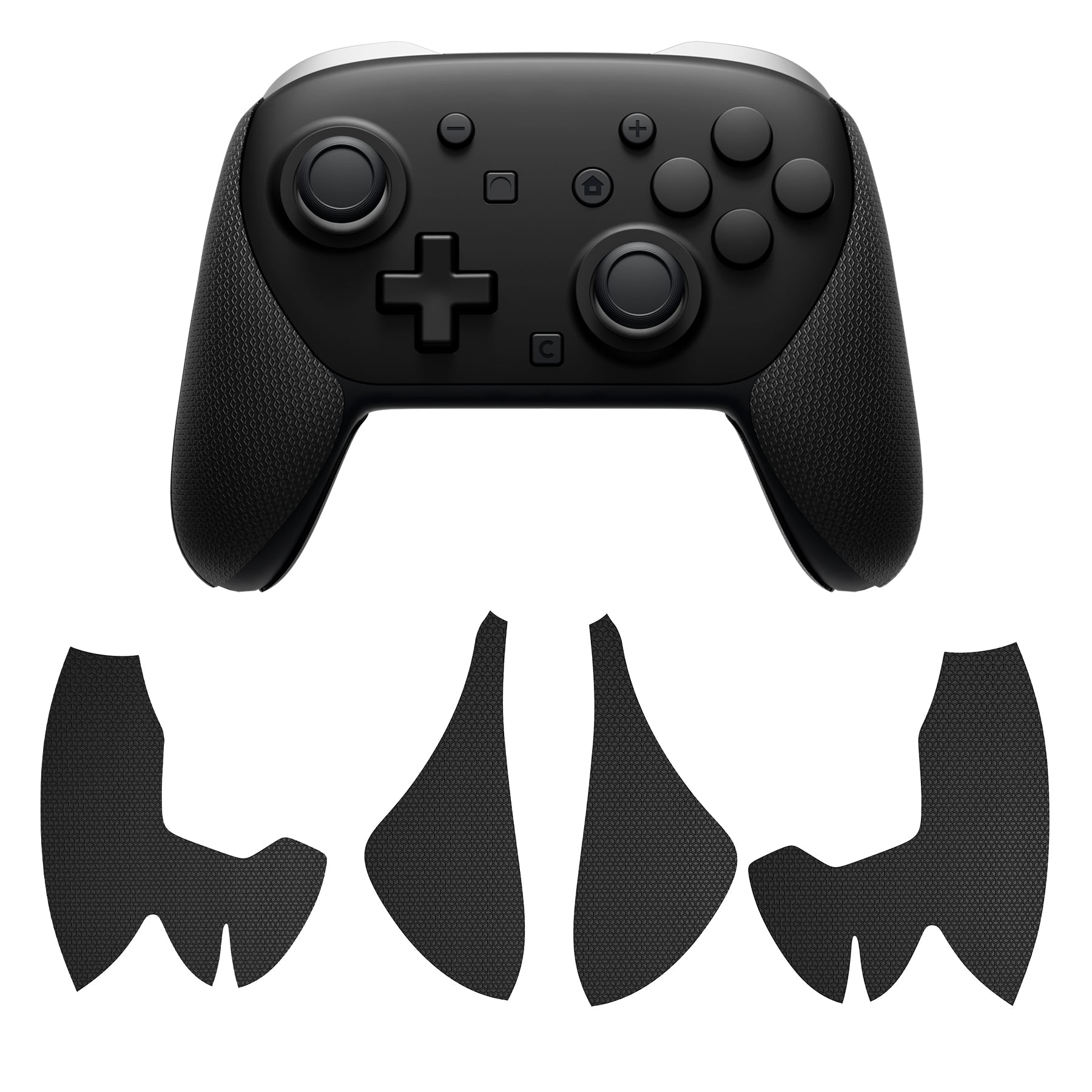 PlayVital Anti-Slip PU Grip Skin with Silicone Back Button Cover for Switch 2 Pro Controller, Sweat-Absorbent for Nintendo Switch 2 Pro Controller Grip - Hexagonal Textured Black PlayVital