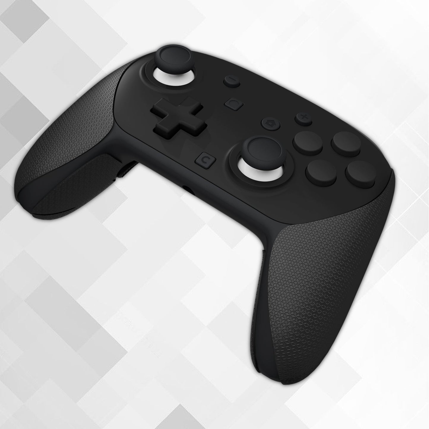 PlayVital Anti-Slip PU Grip Skin with Silicone Back Button Cover for Switch 2 Pro Controller, Sweat-Absorbent for Nintendo Switch 2 Pro Controller Grip - Hexagonal Textured Black PlayVital