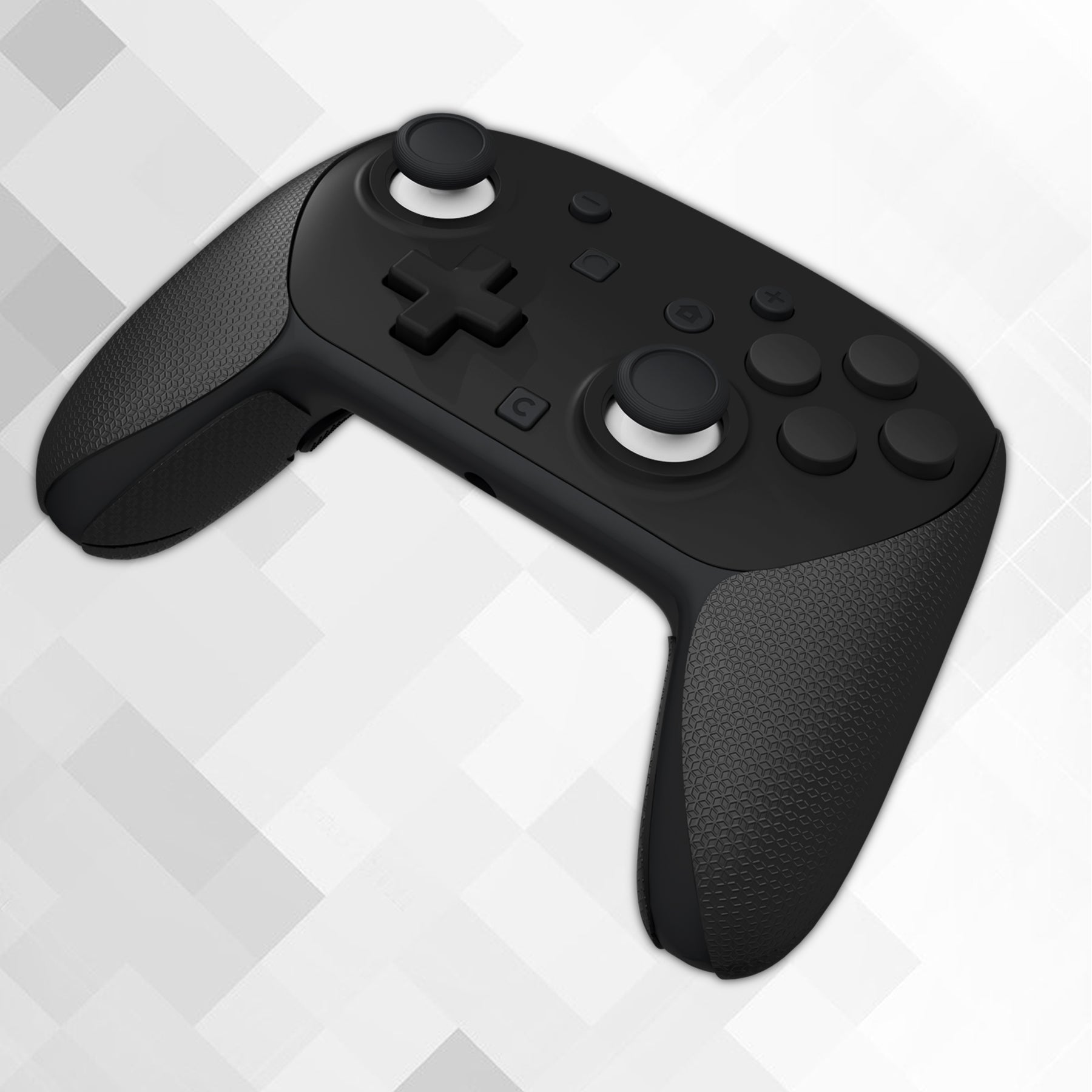PlayVital Anti-Slip PU Grip Skin with Silicone Back Button Cover for Switch 2 Pro Controller, Sweat-Absorbent for Nintendo Switch 2 Pro Controller Grip - Hexagonal Textured Black PlayVital