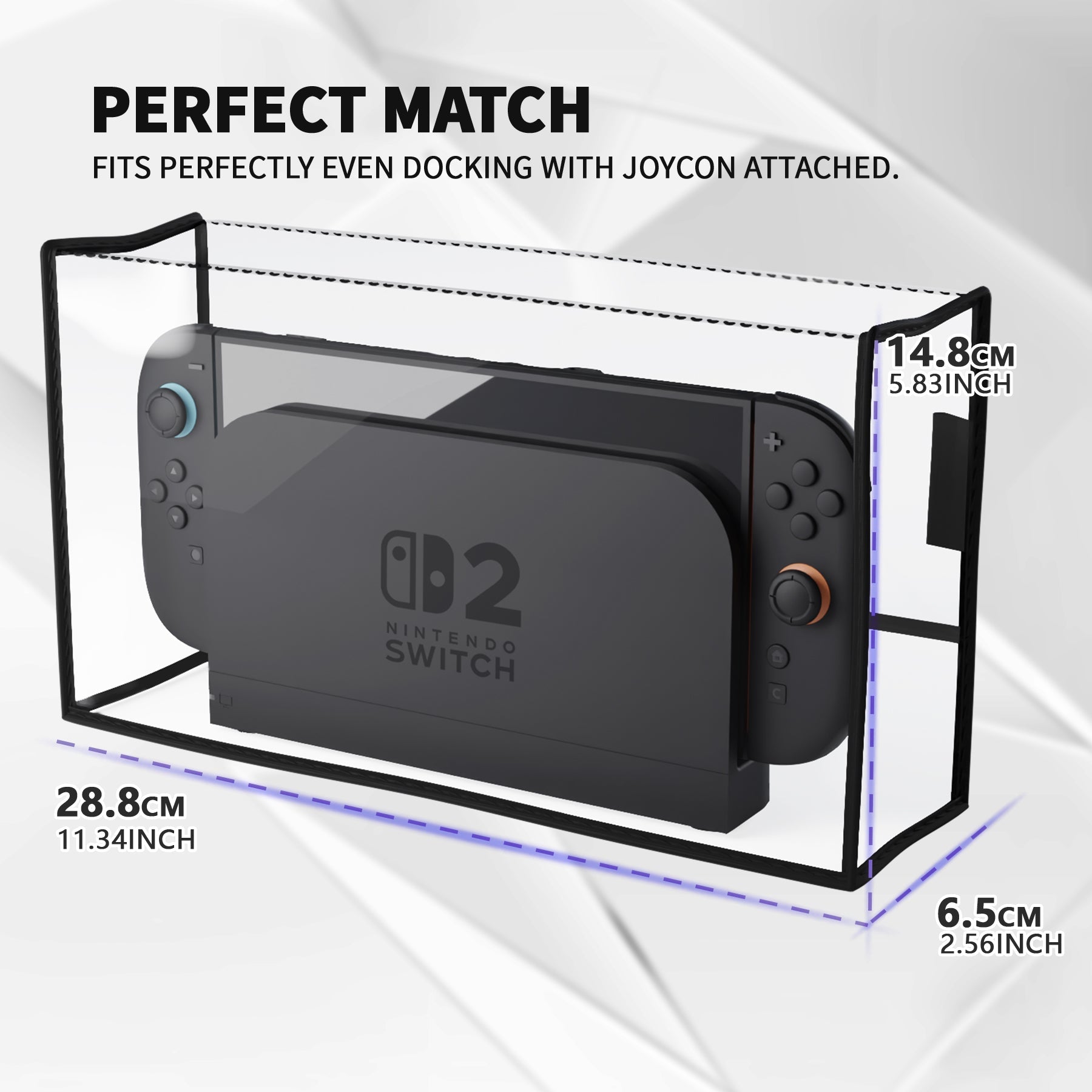 PlayVital Anti Scratch Waterproof Nylon Dust Cover for Nintendo Switch 2 Charging Dock - Transparent PlayVital