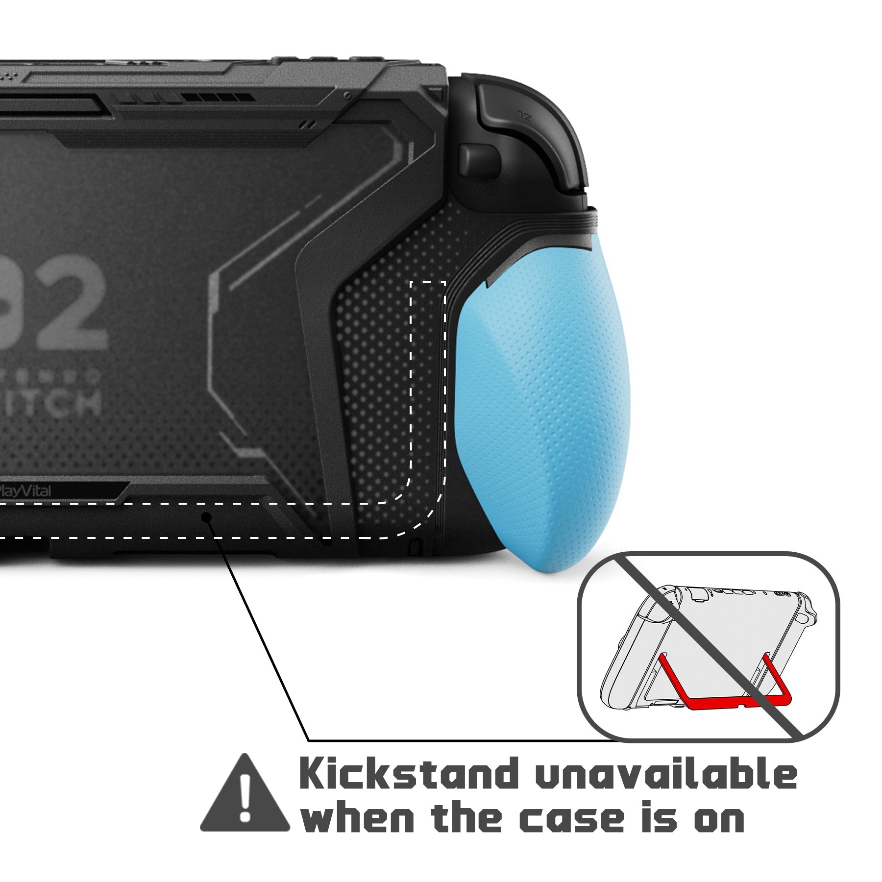 PlayVital BEYOND-GRIP Interchangeable Grip Protective Cover for Nintendo Switch 2 (2025), Ergonomic TPU Dockable Case Accessories for Switch 2 with Joystick Caps - Blue & Orange PlayVital