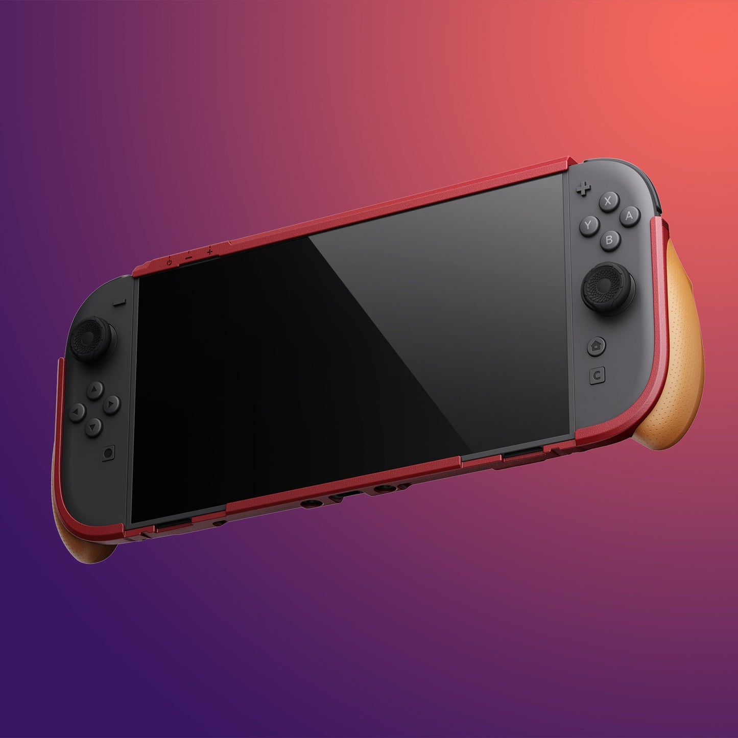 PlayVital BEYOND-GRIP Interchangeable Grip Protective Cover for Nintendo Switch 2 (2025), Ergonomic TPU Dockable Case Accessories for Switch 2 with Joystick Caps - Red & Orange PlayVital