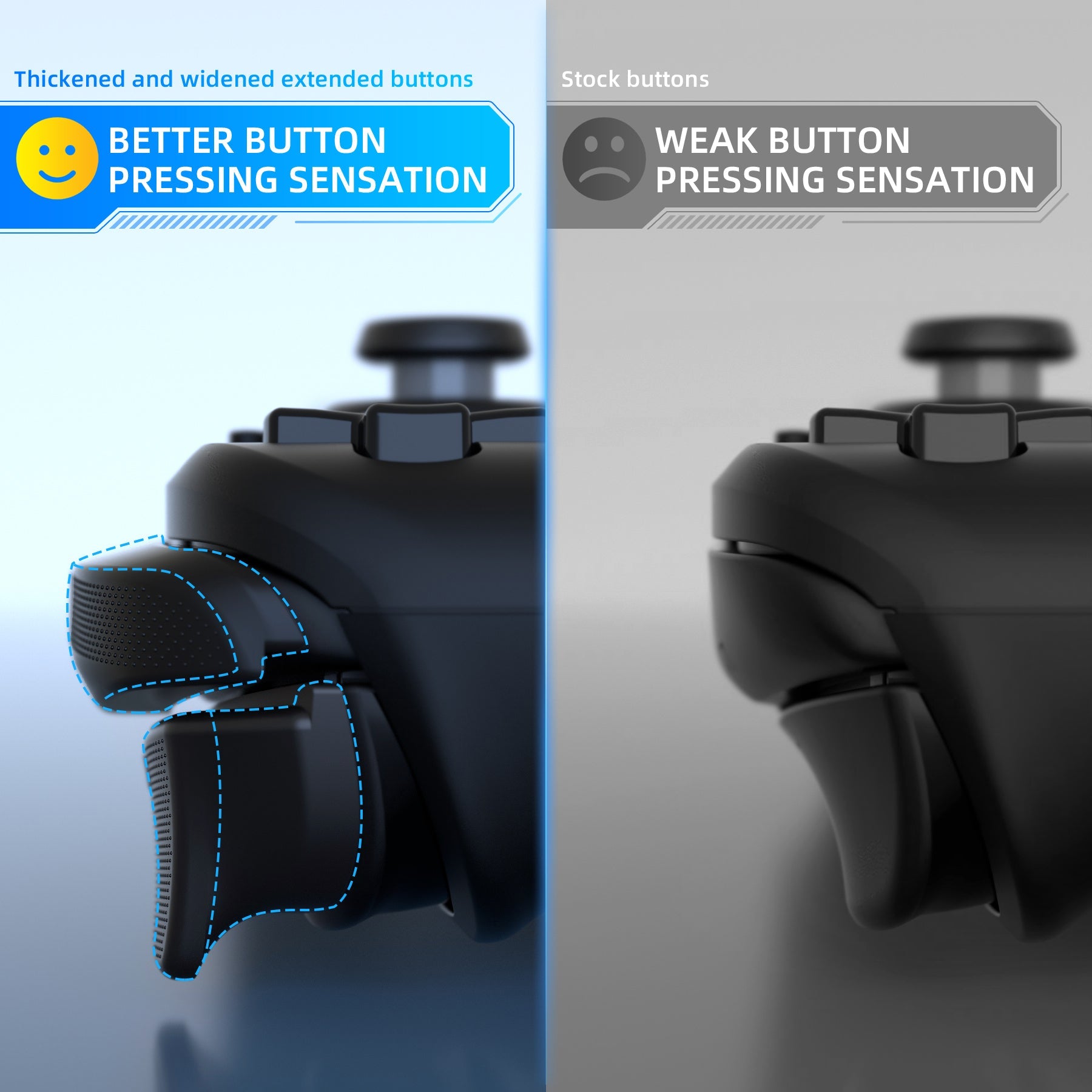 PlayVital Back Buttons & Shoulder Buttons Trigger Enhancement Set for Steam Deck, LR Increaser Trigger Grip + Back Button Improvement Accessories for Steam Deck OLED & LCD - Black PlayVital