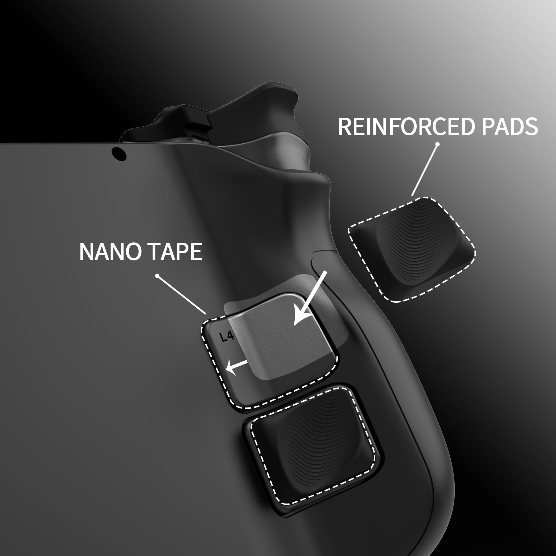 PlayVital Back Buttons & Shoulder Buttons Trigger Enhancement Set for Steam Deck, LR Increaser Trigger Grip + Back Button Improvement Accessories for Steam Deck OLED & LCD - Black PlayVital