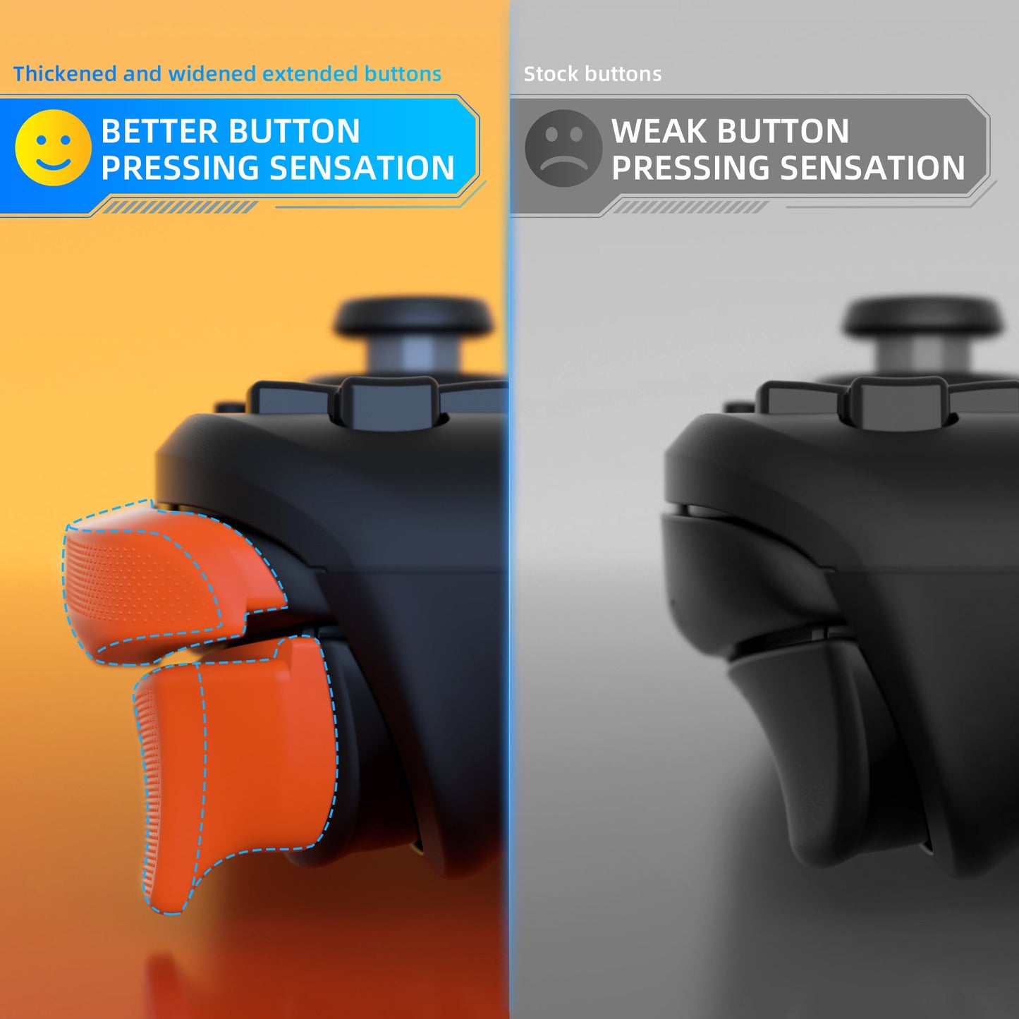PlayVital Back Buttons & Shoulder Buttons Trigger Enhancement Set for Steam Deck, LR Increaser Trigger Grip + Back Button Improvement Accessories for Steam Deck OLED & LCD - Orange PlayVital