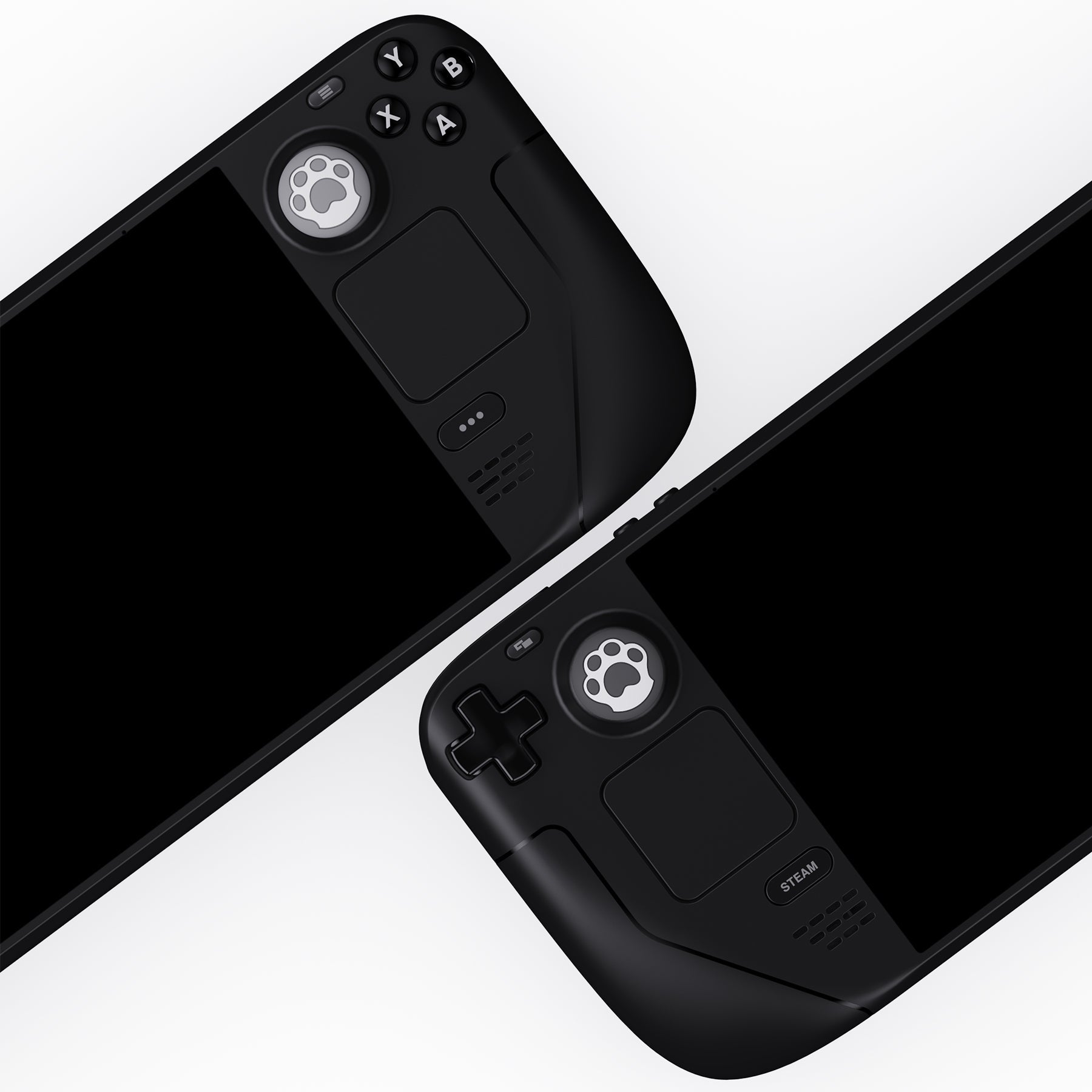PlayVital Cat Paw Design Thumb Grip Caps for Steam Deck LCD & OLED, for PS Portal Remote Player - Gray & Light Gray PlayVital
