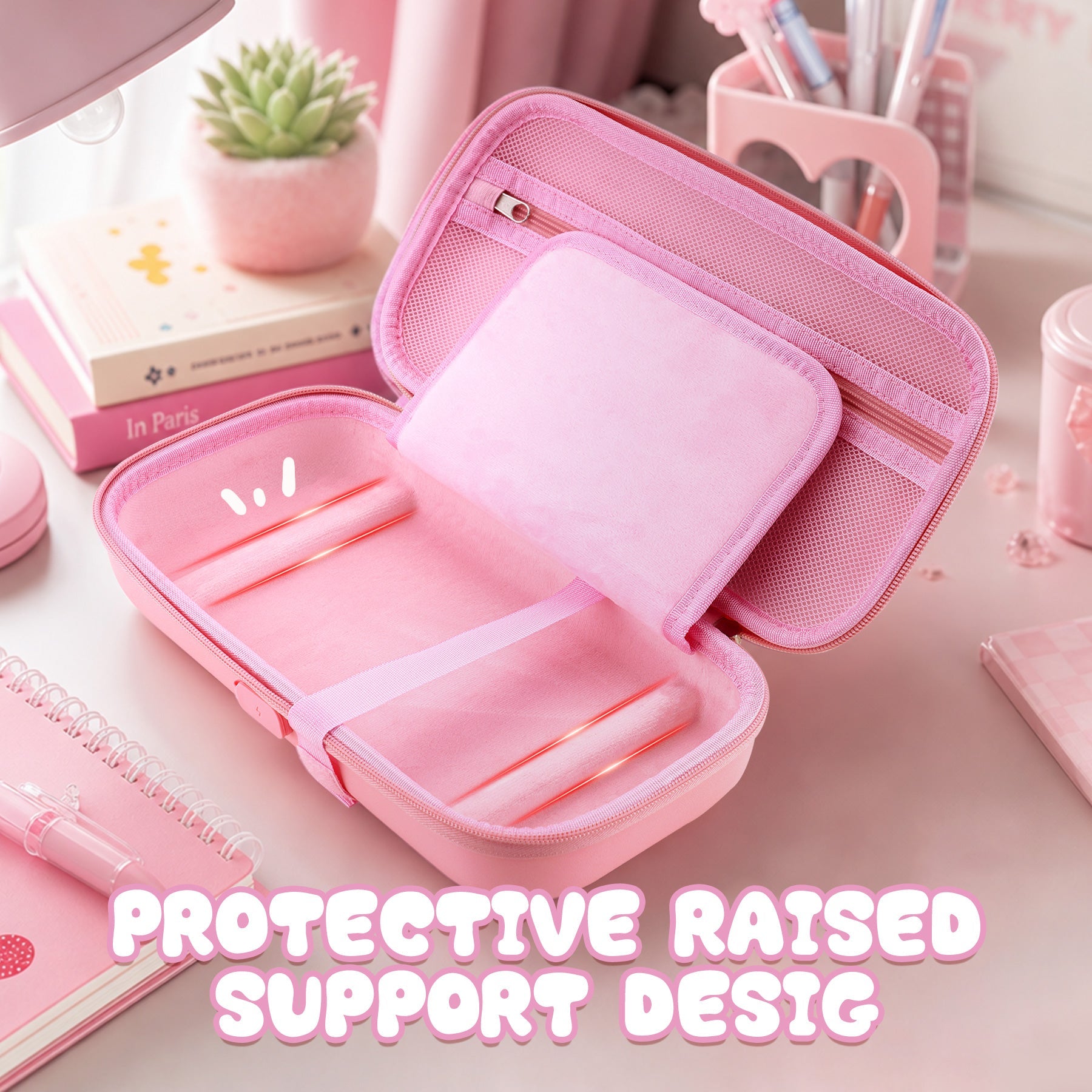 PlayVital Cherry Blossoms Kitten Carrying Case for Nintendo Switch 2, Cute Hard Shell Travel Case for Switch 2 with Silicone Charging Port & 10 Game Card Slots, Portable Storage Bag - Pink PlayVital