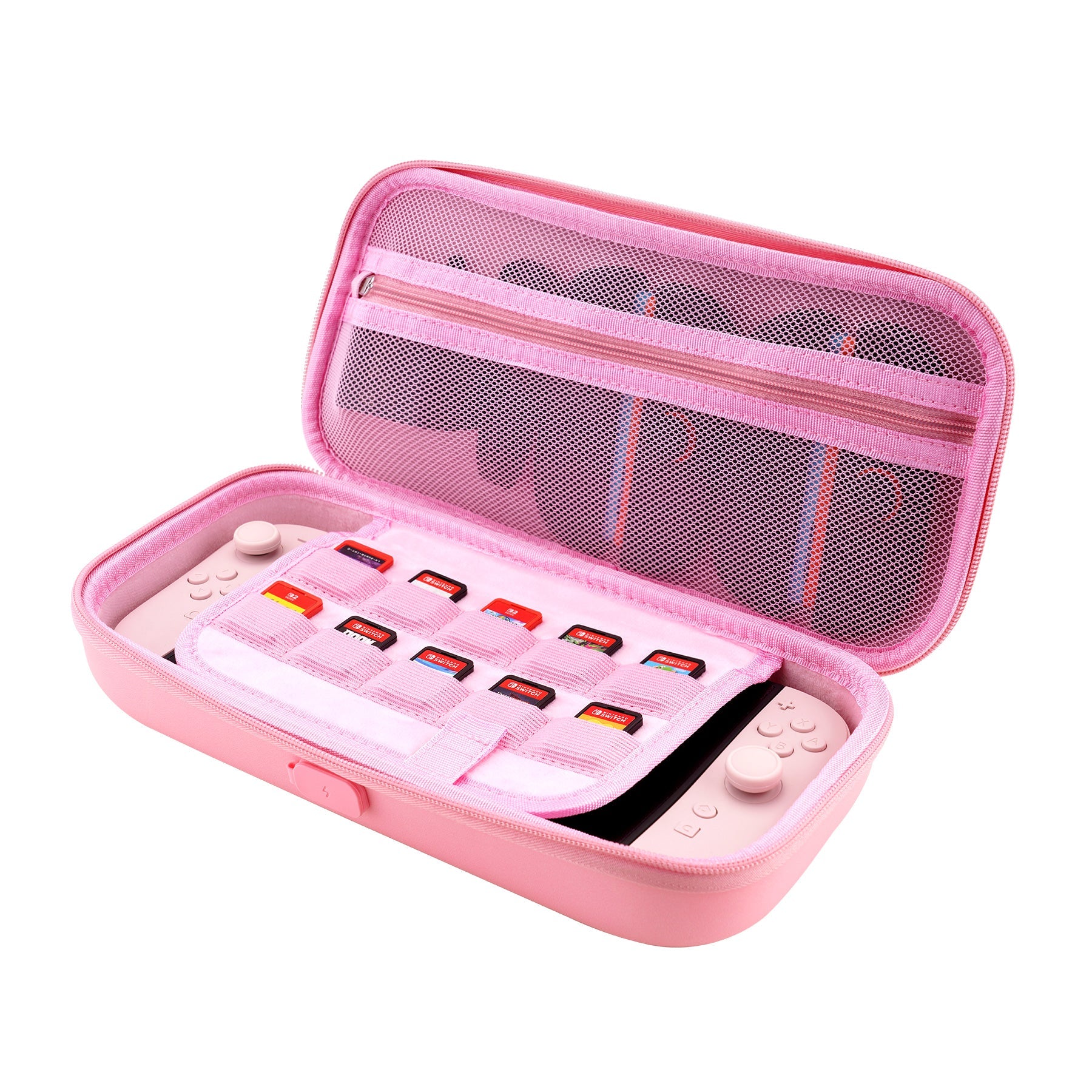 PlayVital Cherry Blossoms Kitten Carrying Case for Nintendo Switch 2, Cute Hard Shell Travel Case for Switch 2 with Silicone Charging Port & 10 Game Card Slots, Portable Storage Bag - Pink PlayVital