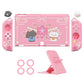 PlayVital Cherry Blossoms Kitten Dockable Hard Shell Protective Case with Thumb Grips & Extra Stand for Nintendo Switch OLED - Pink