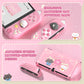 PlayVital Cherry Blossoms Kitten Dockable Hard Shell Protective Case with Thumb Grips & Extra Stand for Nintendo Switch OLED - Pink