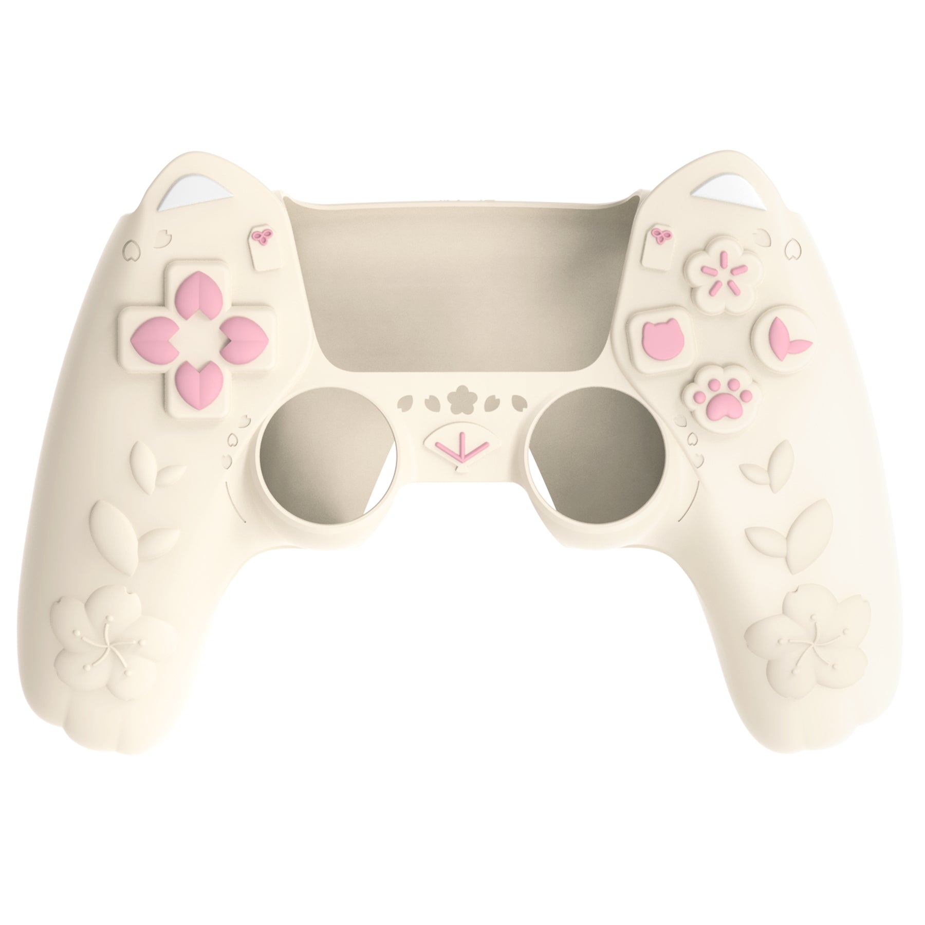 PlayVital Cherry Blossoms Kitten Silicone Cover for PS5 Controller,  Anti-slip Grip Skin with Thumb Grip & Sticker for PS5 Controller Accessories - Antique Yellow PlayVital