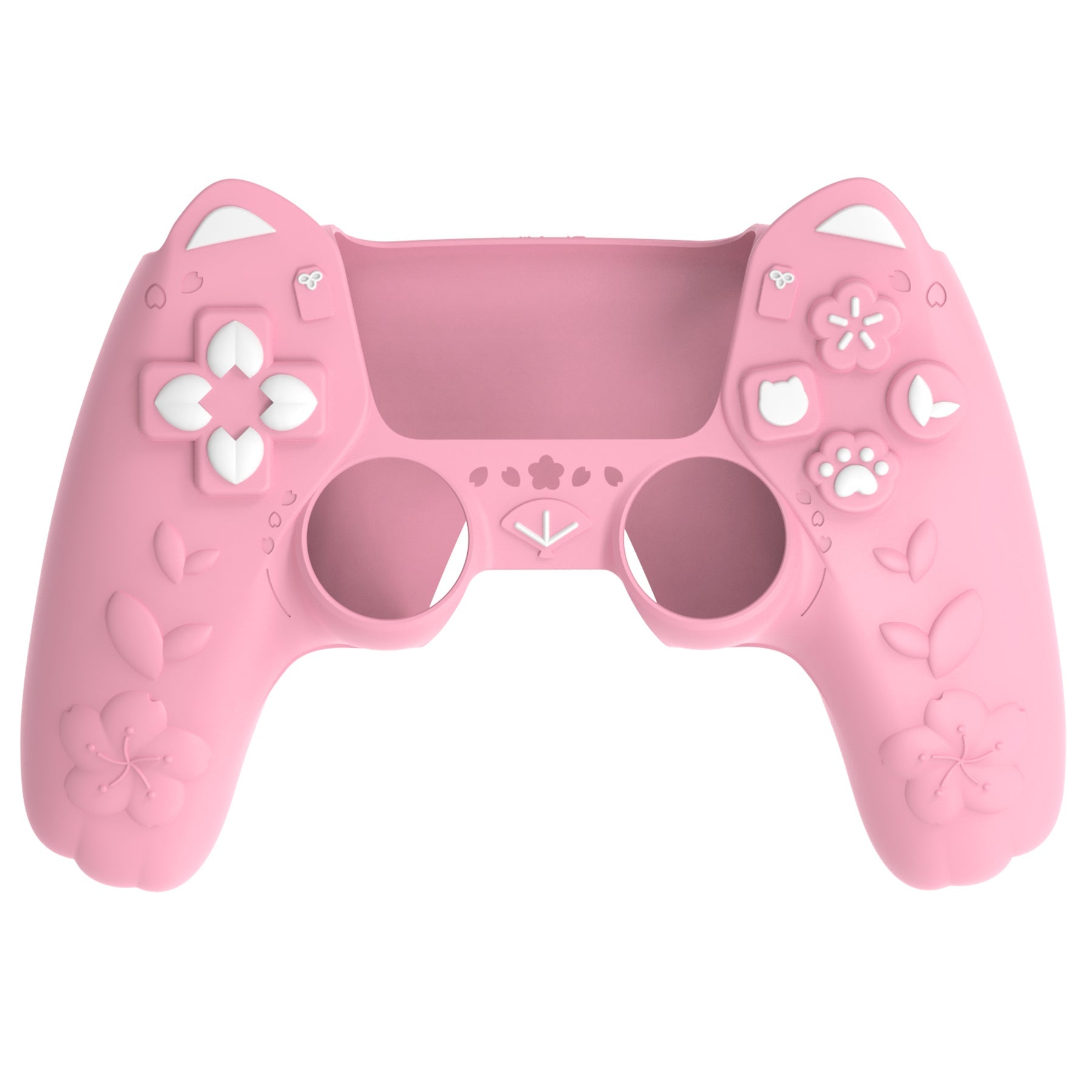 PlayVital Cherry Blossoms Kitten Silicone Cover for PS5 Controller,  Anti-slip Grip Skin with Thumb Grip & Sticker for PS5 Controller Accessories - Pink PlayVital