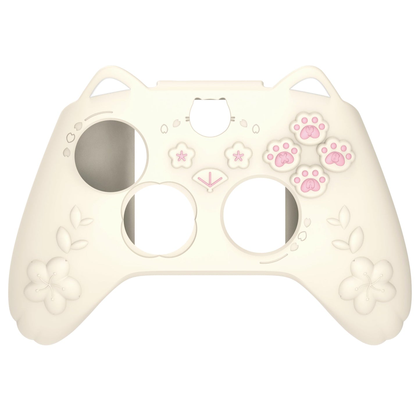 PlayVital Cherry Blossoms Kitten Silicone Cover for Xbox Series X/S Controller, Anti-slip Grip Protector for Xbox Core Wireless Controller with Thumb Grips & Sticker - Antique Yellow PlayVital