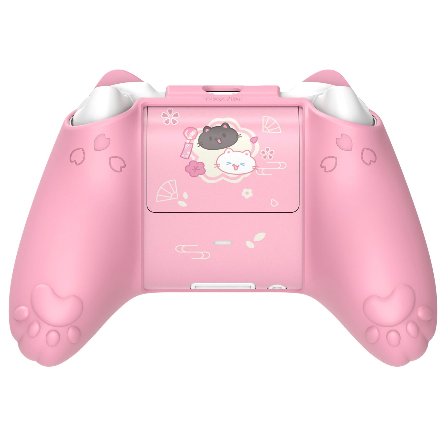 PlayVital Cherry Blossoms Kitten Silicone Cover for Xbox Series X/S Controller, Anti-slip Grip Protector for Xbox Core Wireless Controller with Thumb Grips & Sticker - Pink PlayVital