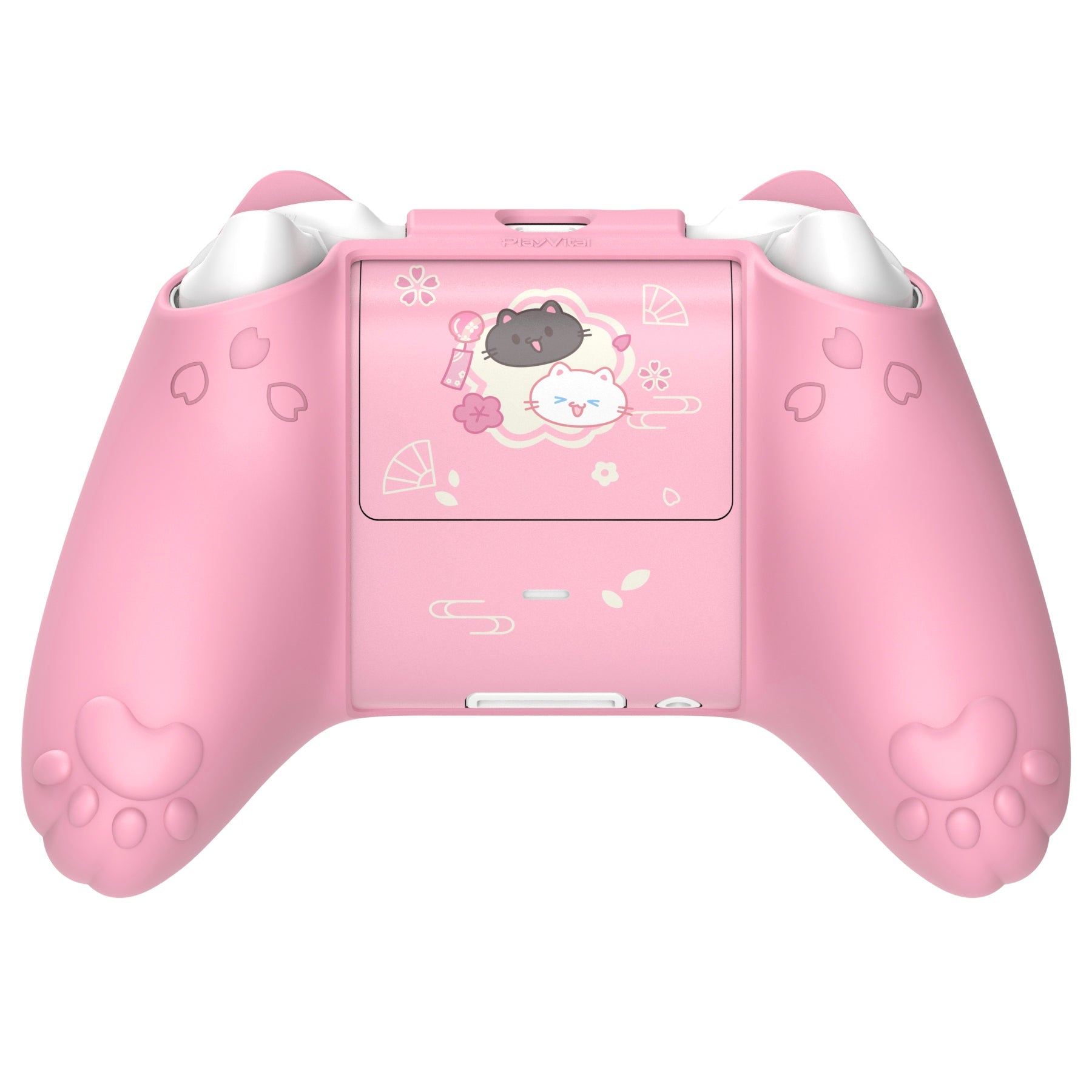 PlayVital Cherry Blossoms Kitten Silicone Cover for Xbox Series X/S Controller, Anti-slip Grip Protector for Xbox Core Wireless Controller with Thumb Grips & Sticker - Pink PlayVital