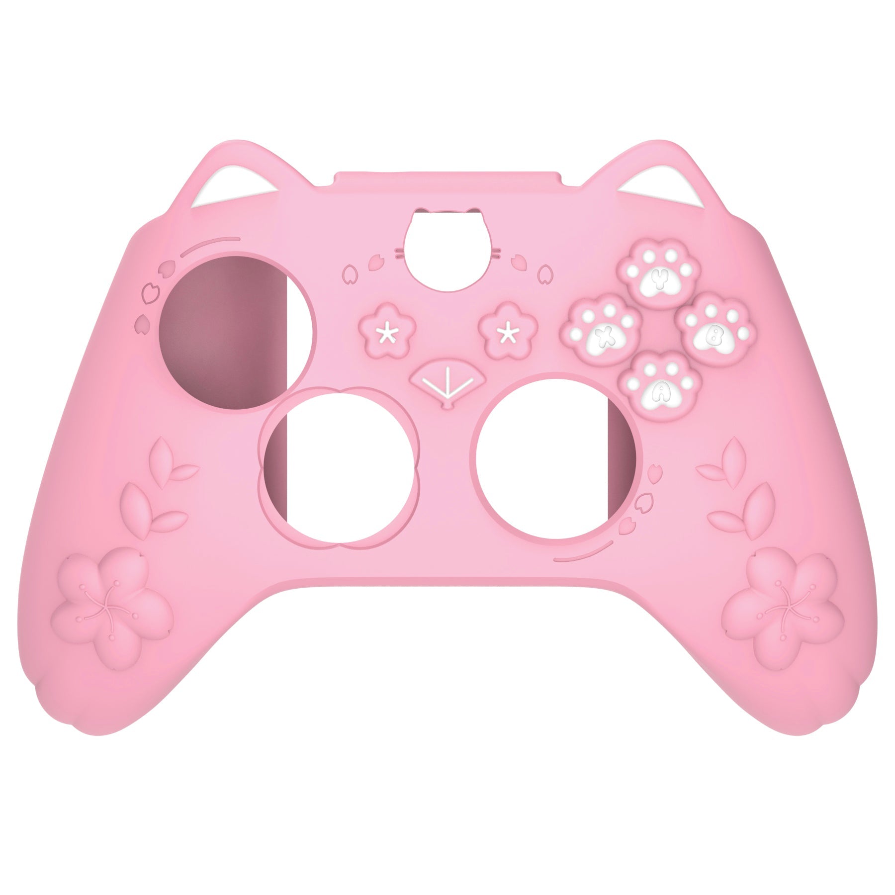 PlayVital Cherry Blossoms Kitten Silicone Cover for Xbox Series X/S Controller, Anti-slip Grip Protector for Xbox Core Wireless Controller with Thumb Grips & Sticker - Pink PlayVital
