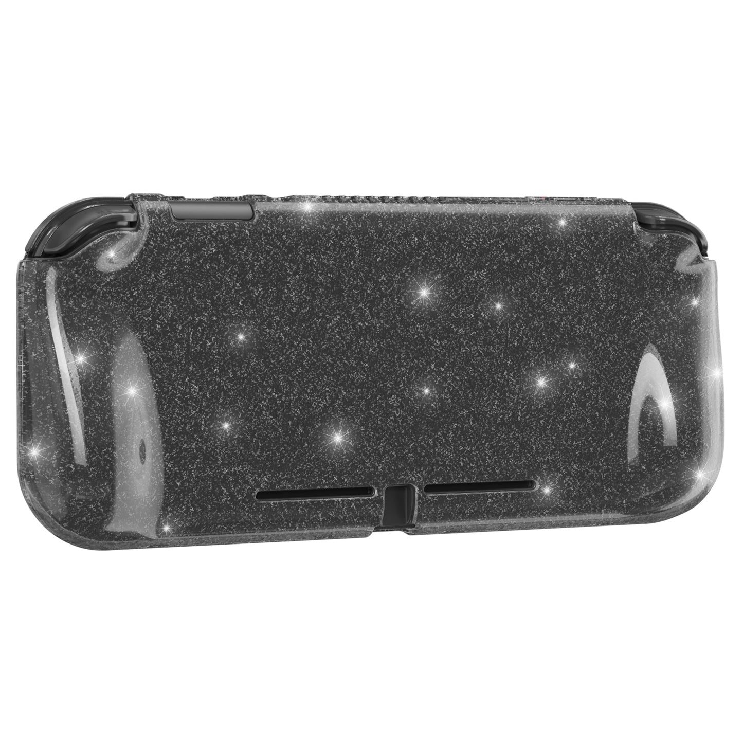 PlayVital Clear Glitter Silver Hard Protective Case for Nintendo Switch Lite, Glossy Ergonomic Hard Grip Cover with Screen Protector & Thumb Grips & Button Caps PlayVital