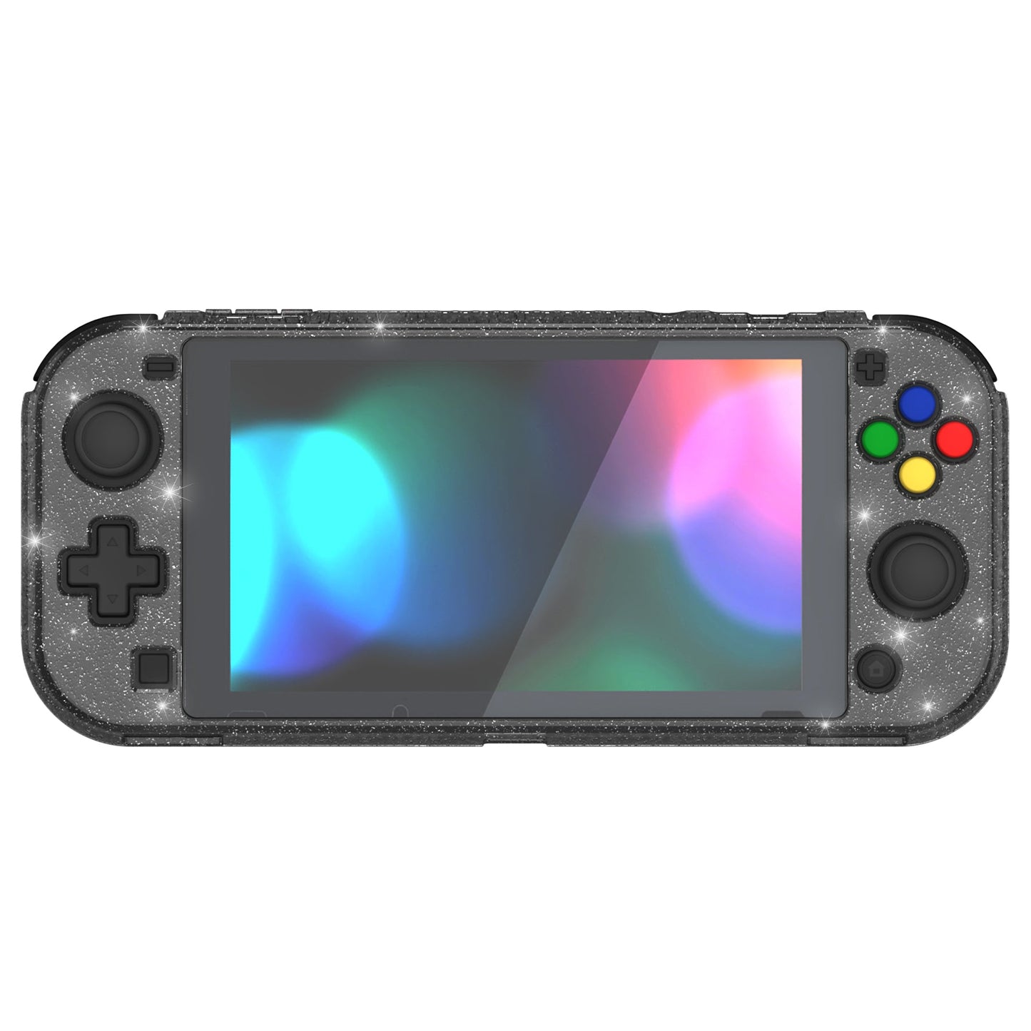 PlayVital Clear Glitter Silver Hard Protective Case for Nintendo Switch Lite, Glossy Ergonomic Hard Grip Cover with Screen Protector & Thumb Grips & Button Caps PlayVital