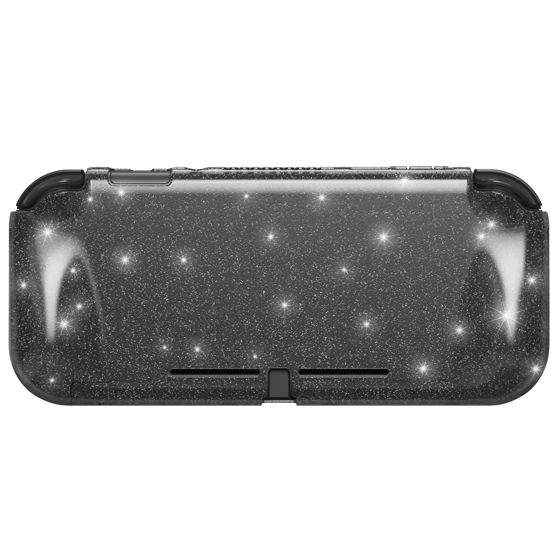 PlayVital Clear Glitter Silver Hard Protective Case for Nintendo Switch Lite, Glossy Ergonomic Hard Grip Cover with Screen Protector & Thumb Grips & Button Caps PlayVital