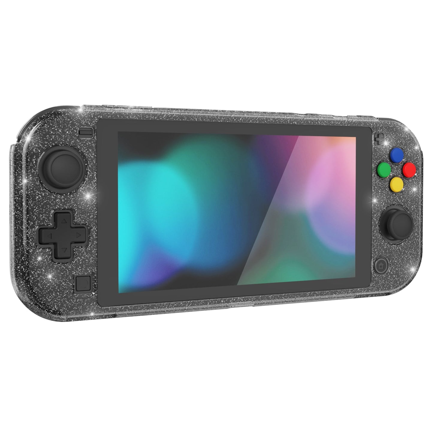 PlayVital Clear Glitter Silver Hard Protective Case for Nintendo Switch Lite, Glossy Ergonomic Hard Grip Cover with Screen Protector & Thumb Grips & Button Caps PlayVital