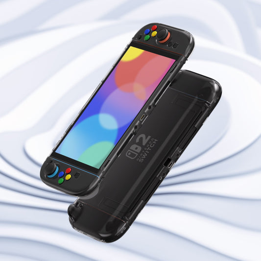 PlayVital Clear Series Hard Shell Protective Case with Foldable Stand & Thumb Grips for Nintendo Switch 2 - Transparent PlayVital