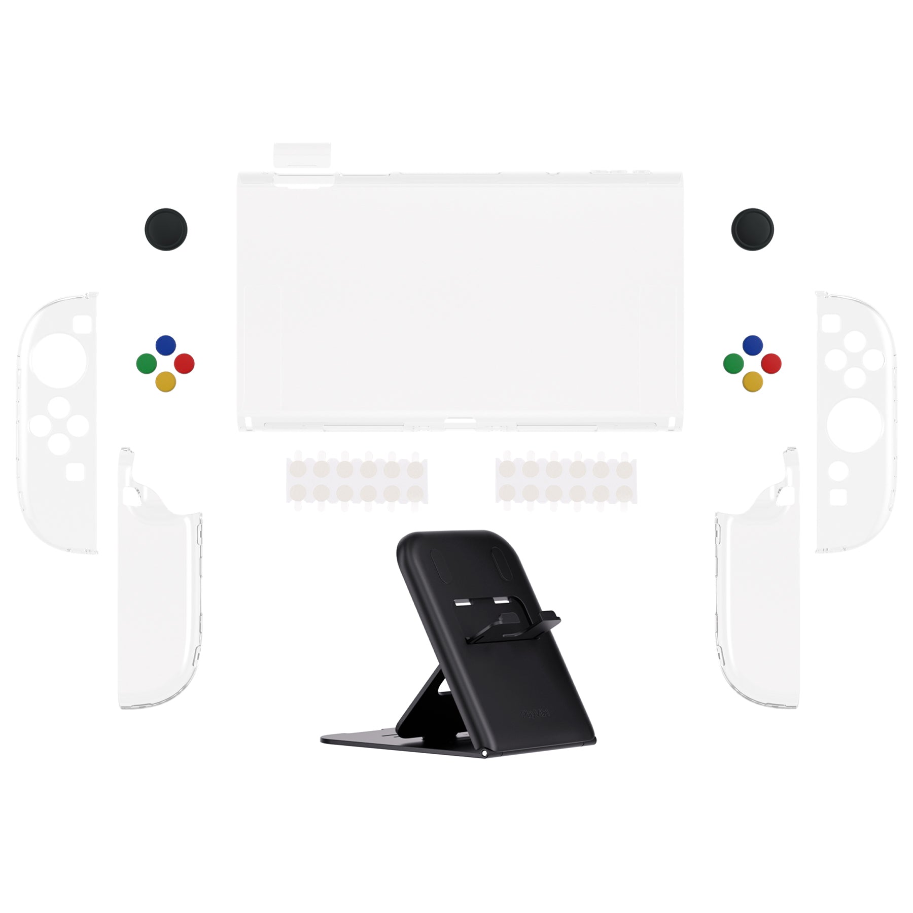 PlayVital Clear Series Hard Shell Protective Case with Foldable Stand & Thumb Grips for Nintendo Switch 2 - Transparent PlayVital