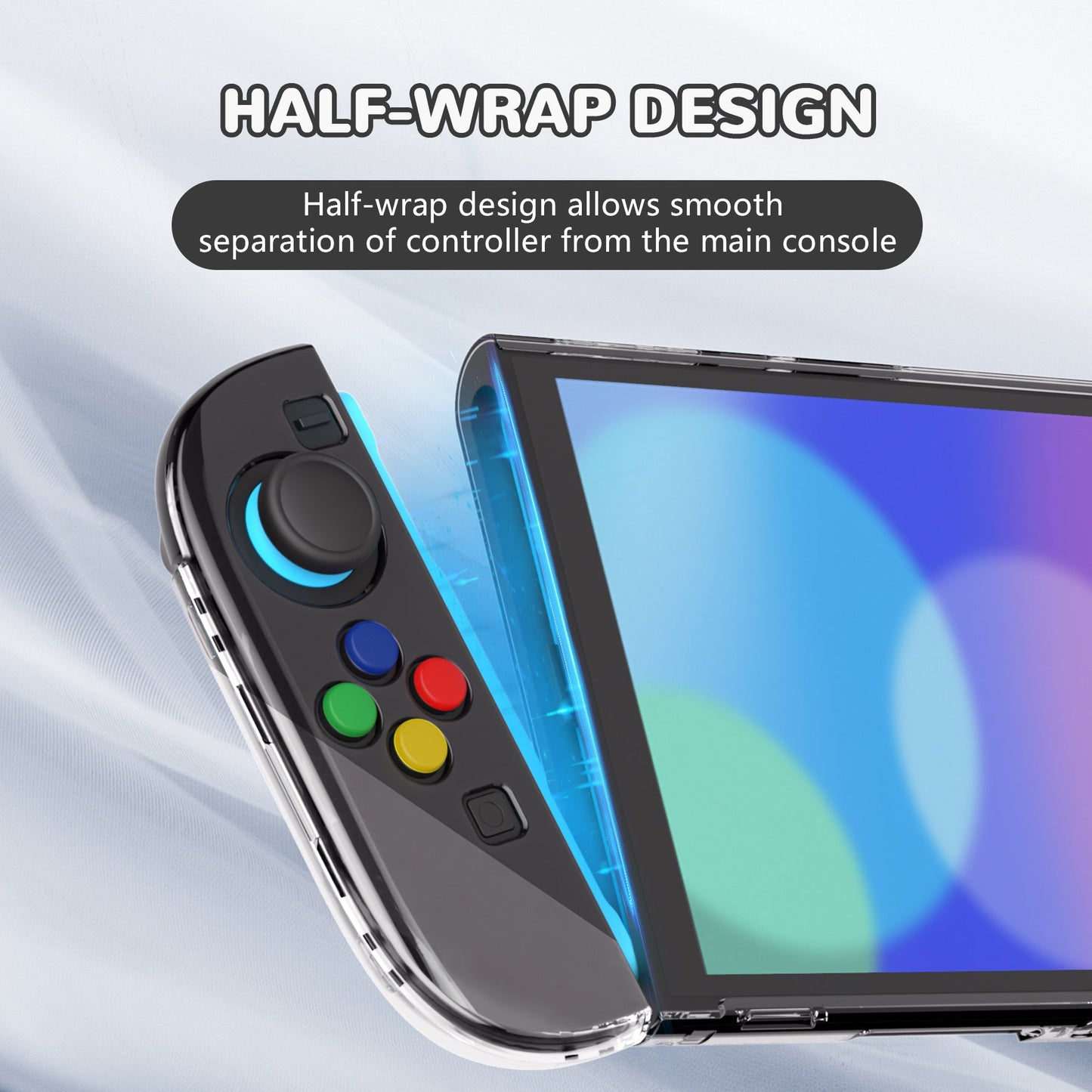 PlayVital Clear Series Hard Shell Protective Case with Foldable Stand & Thumb Grips for Nintendo Switch 2 - Transparent PlayVital