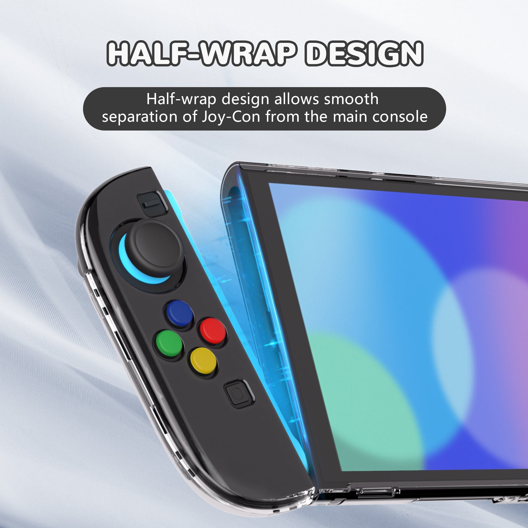 PlayVital Clear Series Hard Shell Protective Case with Foldable Stand & Thumb Grips for Nintendo Switch 2 - Transparent PlayVital