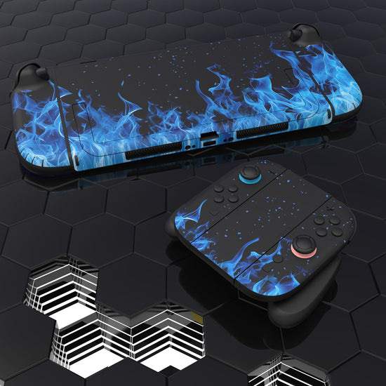 PlayVital Custom Full Set Protective Skin Decal for Nintendo Switch 2 (2025) Console & Joycon - Blue Flame PlayVital