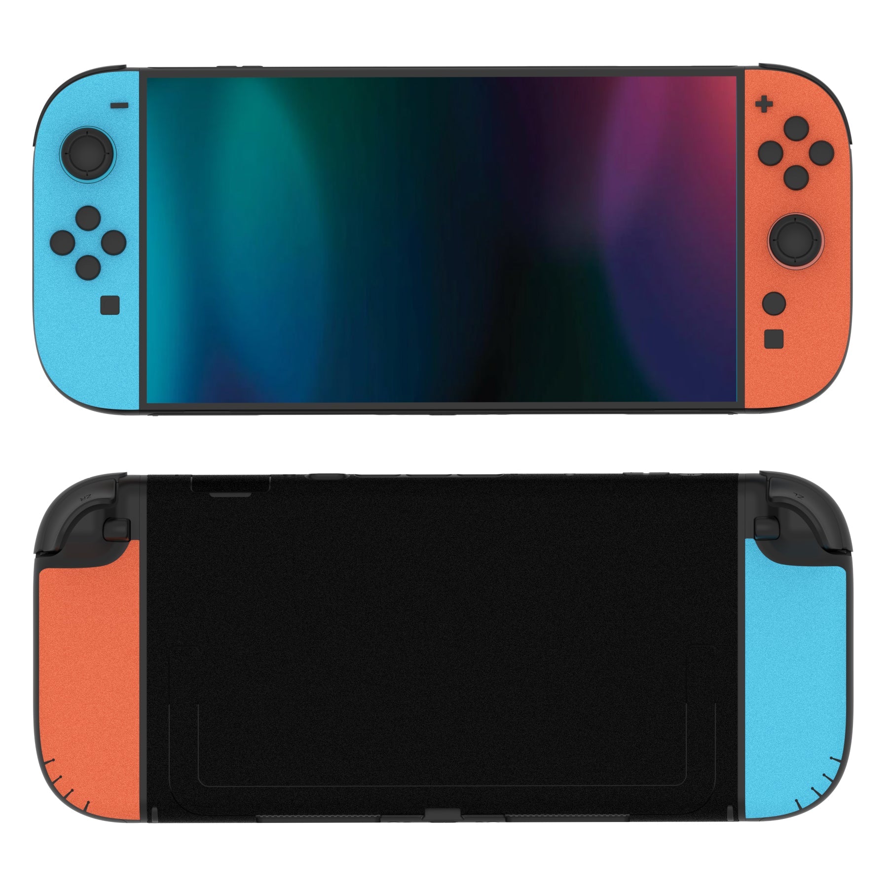PlayVital Custom Full Set Protective Skin Decal for Nintendo Switch 2 (2025) Console & Joycon - Blue & Orange PlayVital