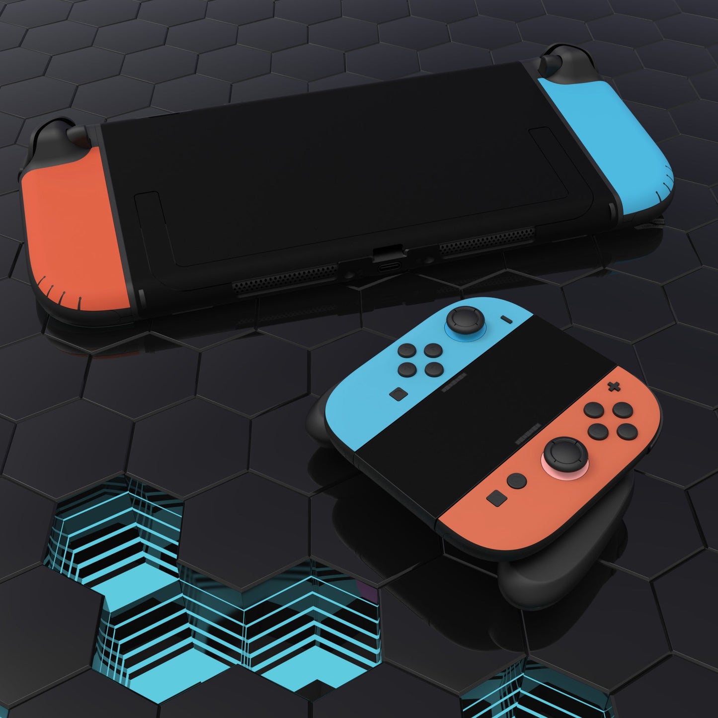 PlayVital Custom Full Set Protective Skin Decal for Nintendo Switch 2 (2025) Console & Joycon - Blue & Orange PlayVital