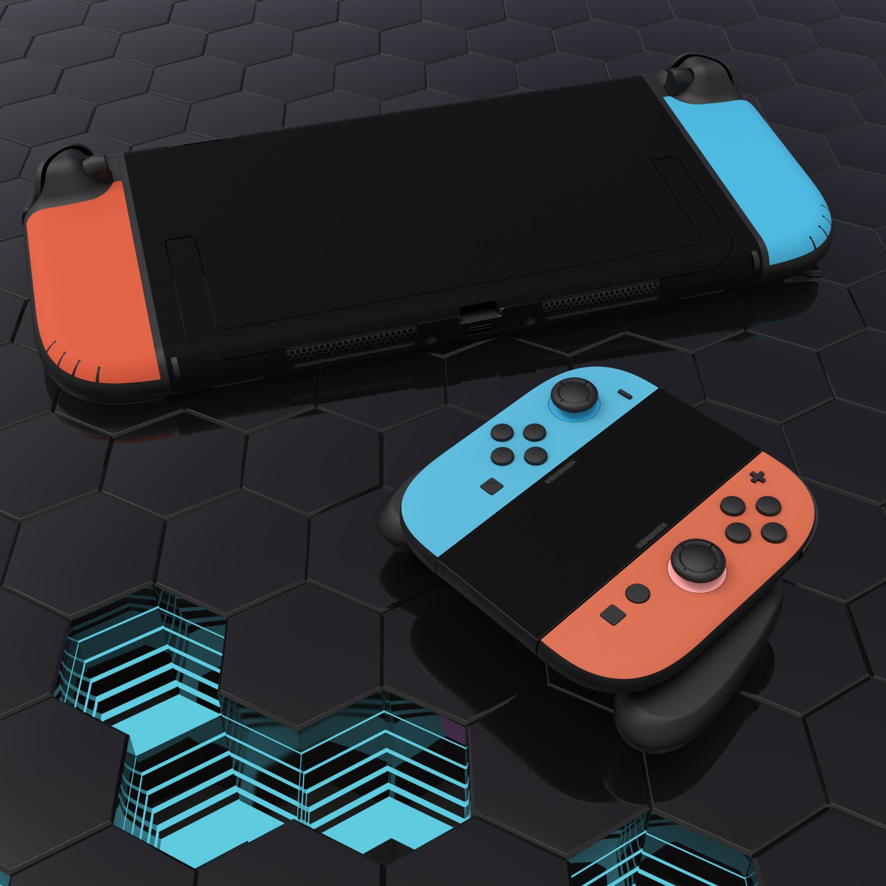 PlayVital Custom Full Set Protective Skin Decal for Nintendo Switch 2 (2025) Console & Joycon - Blue & Orange PlayVital