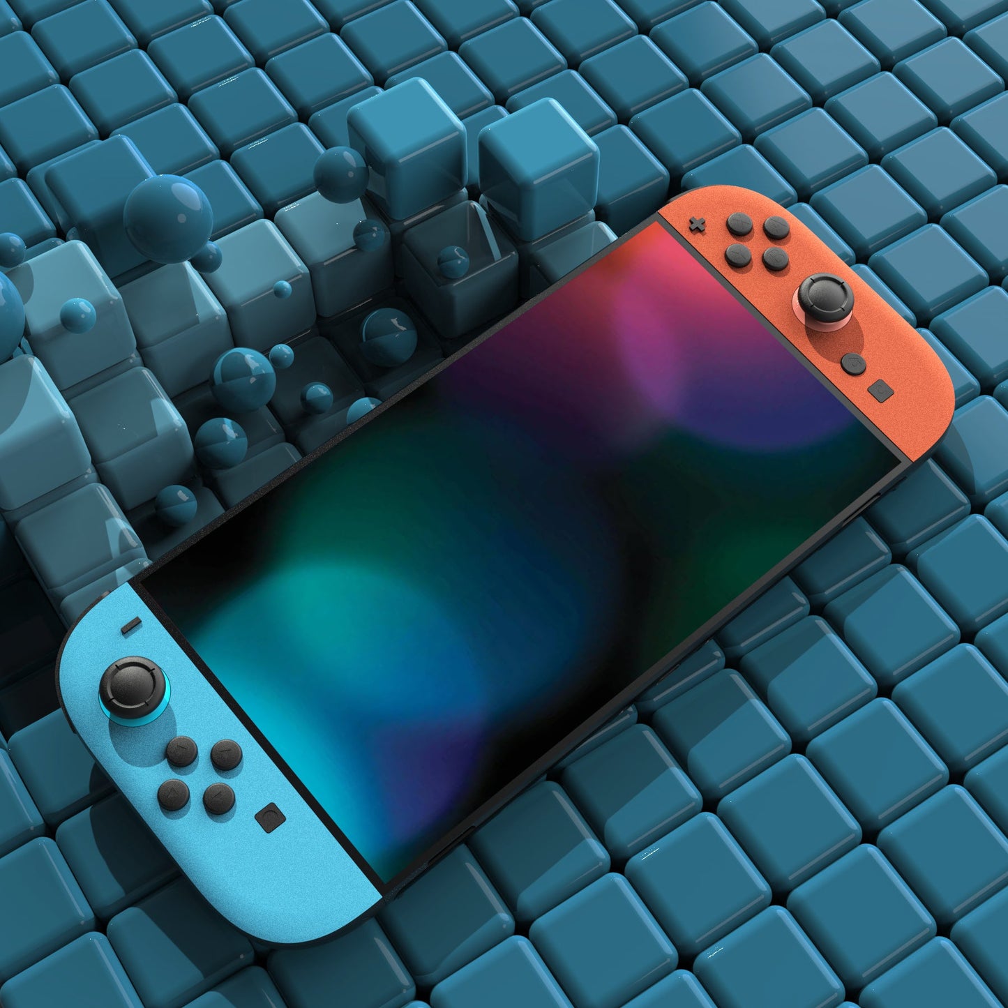 PlayVital Custom Full Set Protective Skin Decal for Nintendo Switch 2 (2025) Console & Joycon - Blue & Orange PlayVital