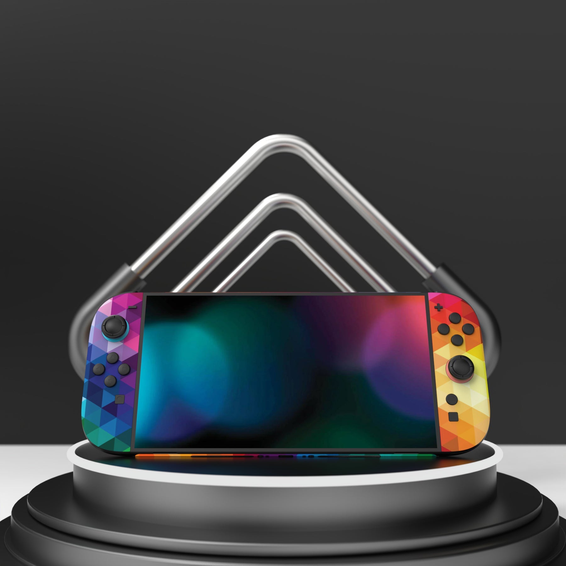 PlayVital Custom Full Set Protective Skin Decal for Nintendo Switch 2 (2025) Console & Joycon - Colorful Triangle PlayVital