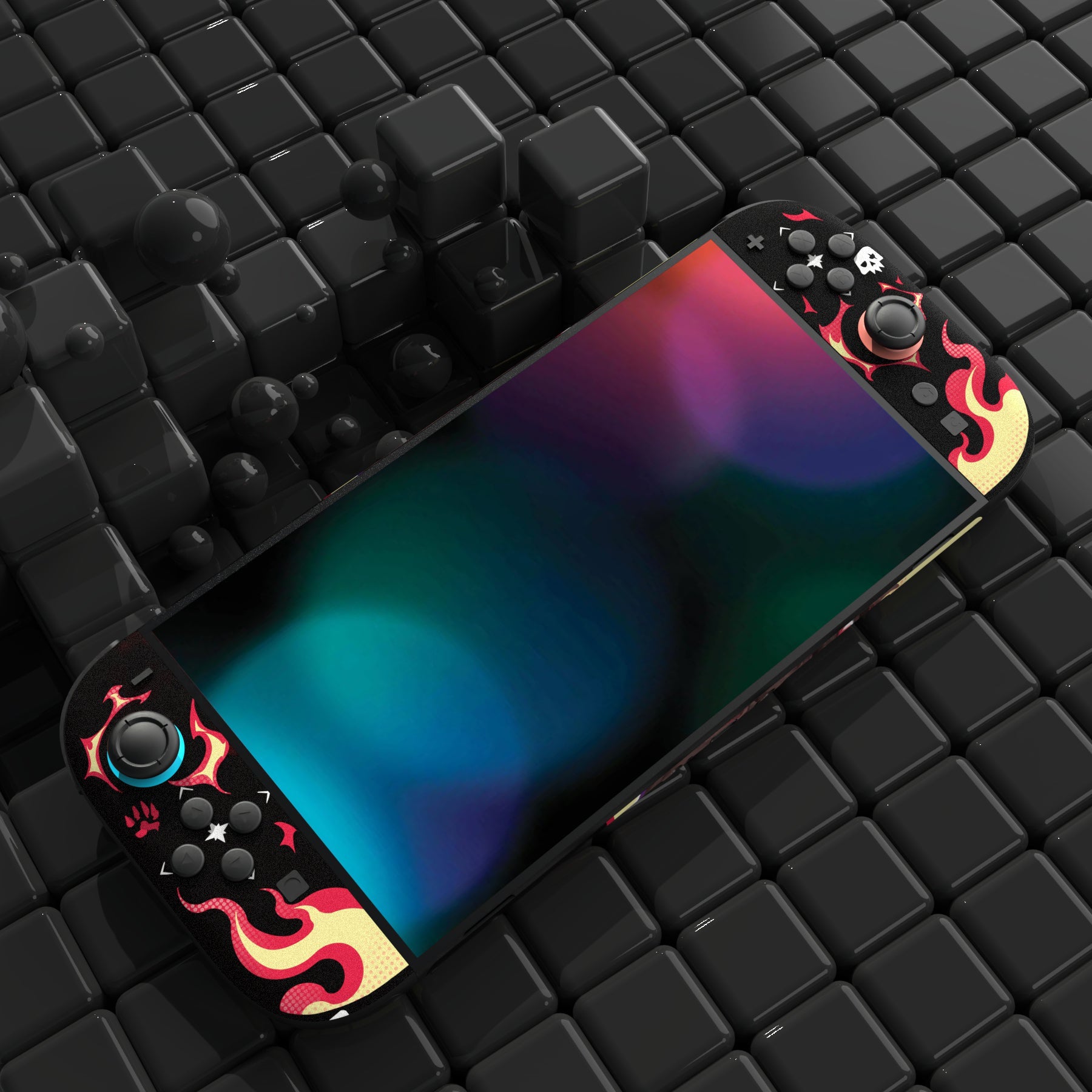 PlayVital Custom Full Set Protective Skin Decal for Nintendo Switch 2 (2025) Console & Joycon - Infernal Hounds PlayVital