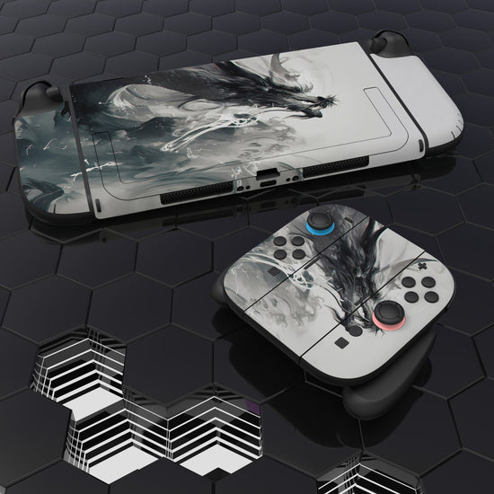 PlayVital Custom Full Set Protective Skin Decal for Nintendo Switch 2 (2025) Console & Joycon - Ink Spirit Dragon PlayVital