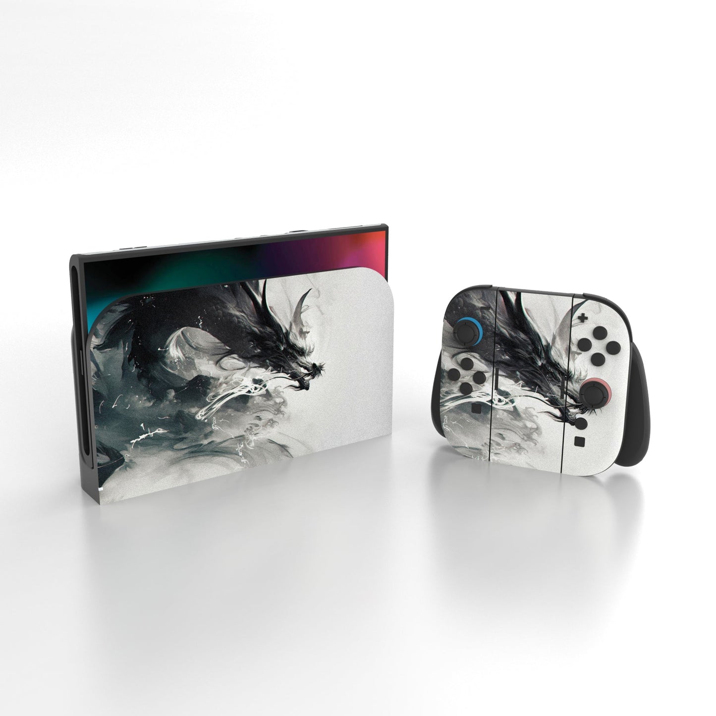 PlayVital Custom Full Set Protective Skin Decal for Nintendo Switch 2 (2025) Console & Joycon - Ink Spirit Dragon PlayVital