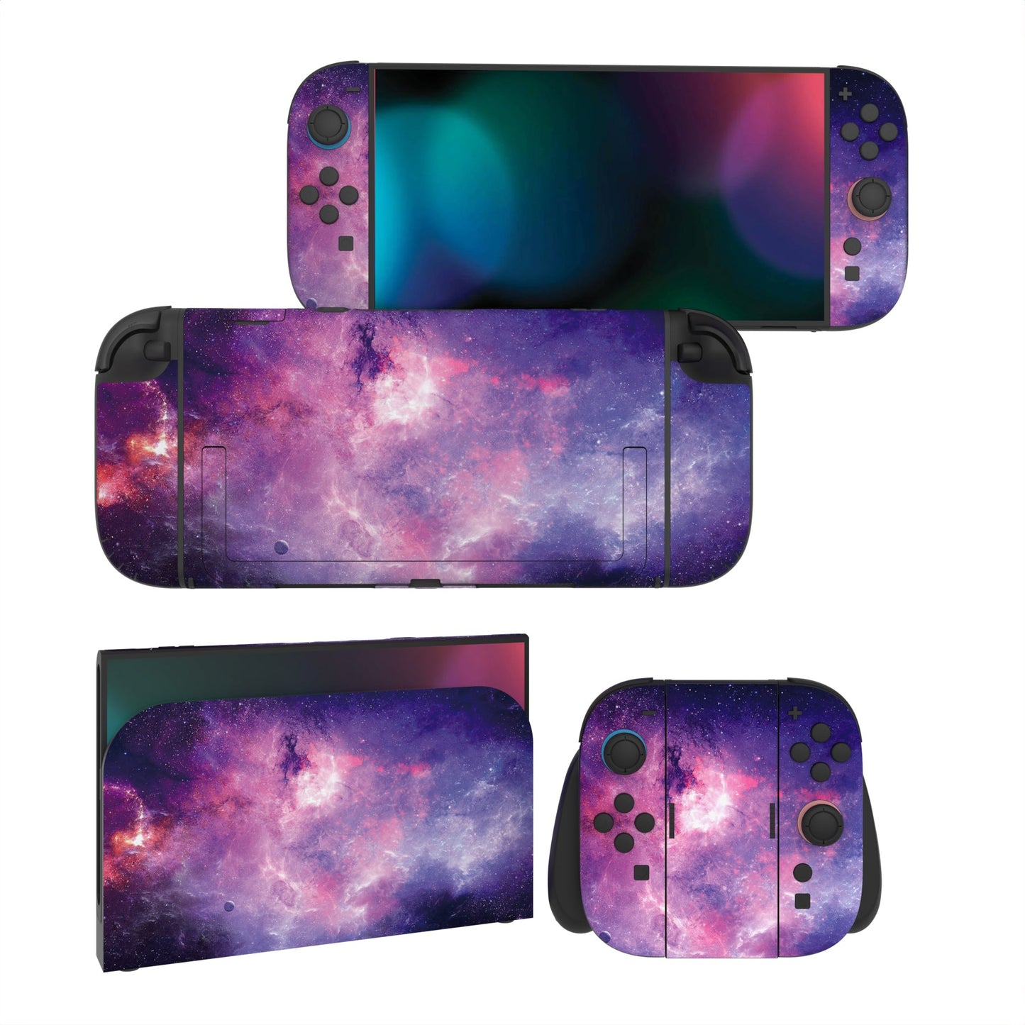 PlayVital Custom Full Set Protective Skin Decal for Nintendo Switch 2 (2025) Console & Joycon - Nebula Galaxy PlayVital