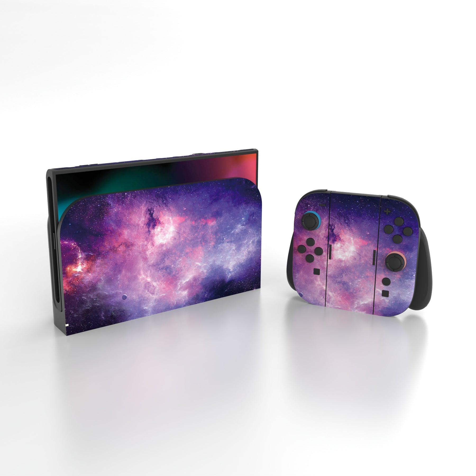 PlayVital Custom Full Set Protective Skin Decal for Nintendo Switch 2 (2025) Console & Joycon - Nebula Galaxy PlayVital