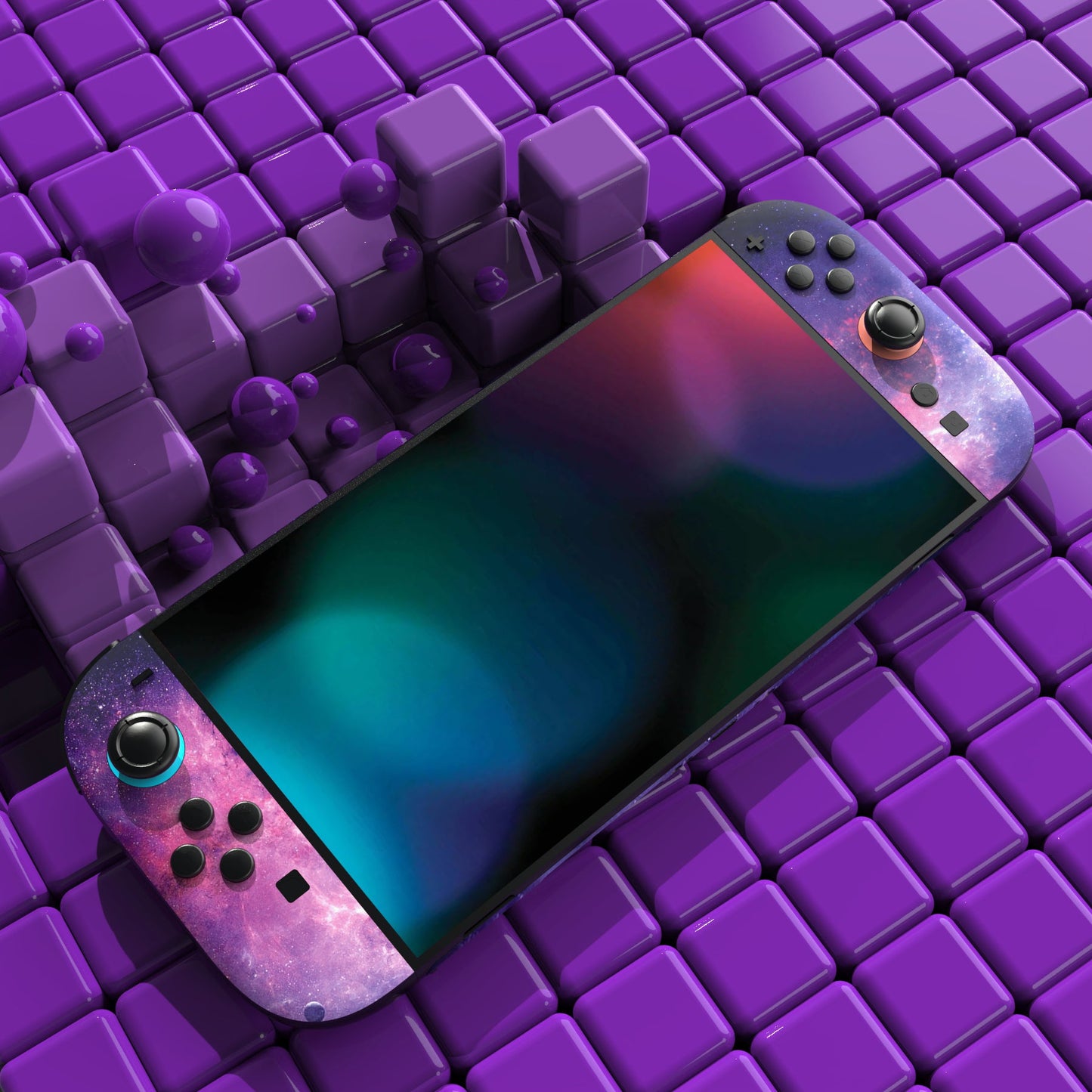 PlayVital Custom Full Set Protective Skin Decal for Nintendo Switch 2 (2025) Console & Joycon - Nebula Galaxy PlayVital