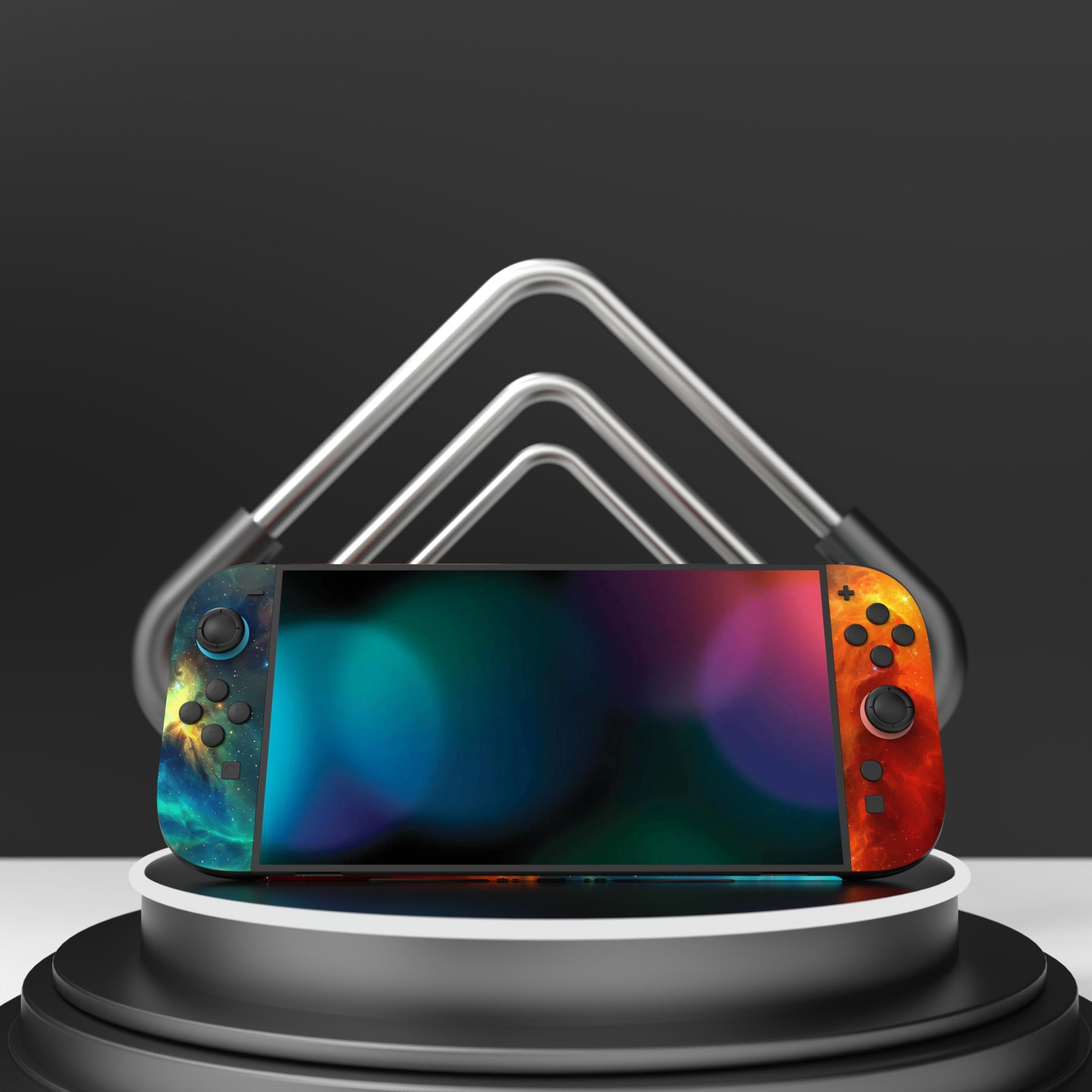 PlayVital Custom Full Set Protective Skin Decal for Nintendo Switch 2 (2025) Console & Joycon - Orange Star Universe PlayVital