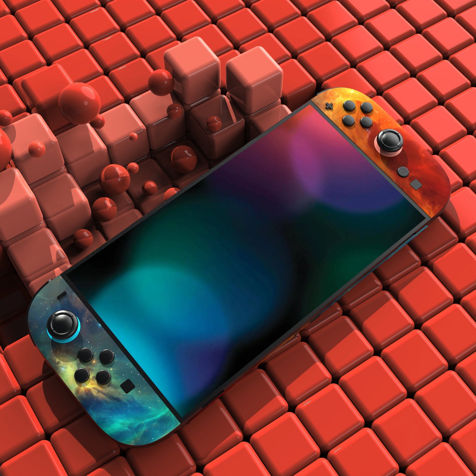 PlayVital Custom Full Set Protective Skin Decal for Nintendo Switch 2 (2025) Console & Joycon - Orange Star Universe PlayVital