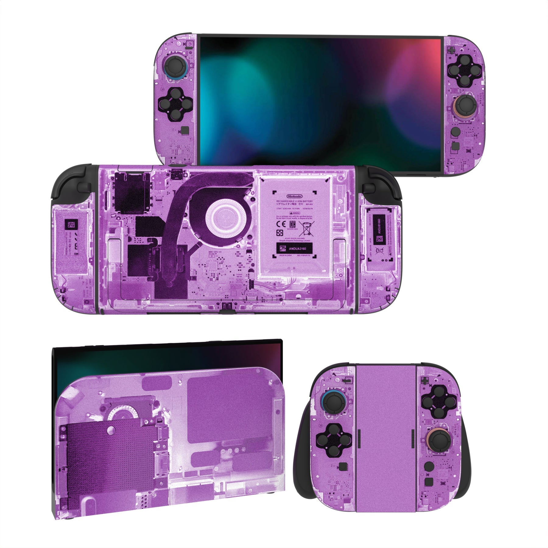 PlayVital Custom Full Set Protective Skin Decal for Nintendo Switch 2 (2025) Console & Joycon - Purple Tear Down PlayVital