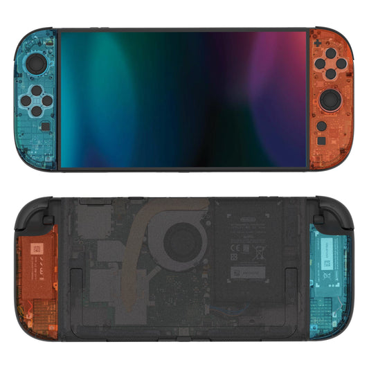PlayVital Custom Full Set Protective Skin Decal for Nintendo Switch 2 (2025) Console & Joycon - Tear Down Blue & Orange PlayVital