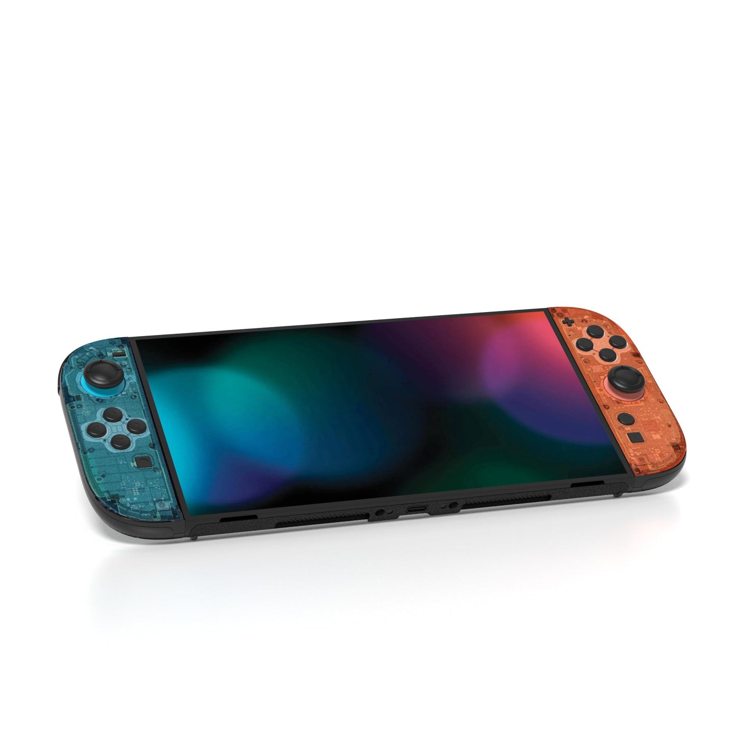 PlayVital Custom Full Set Protective Skin Decal for Nintendo Switch 2 (2025) Console & Joycon - Tear Down Blue & Orange PlayVital