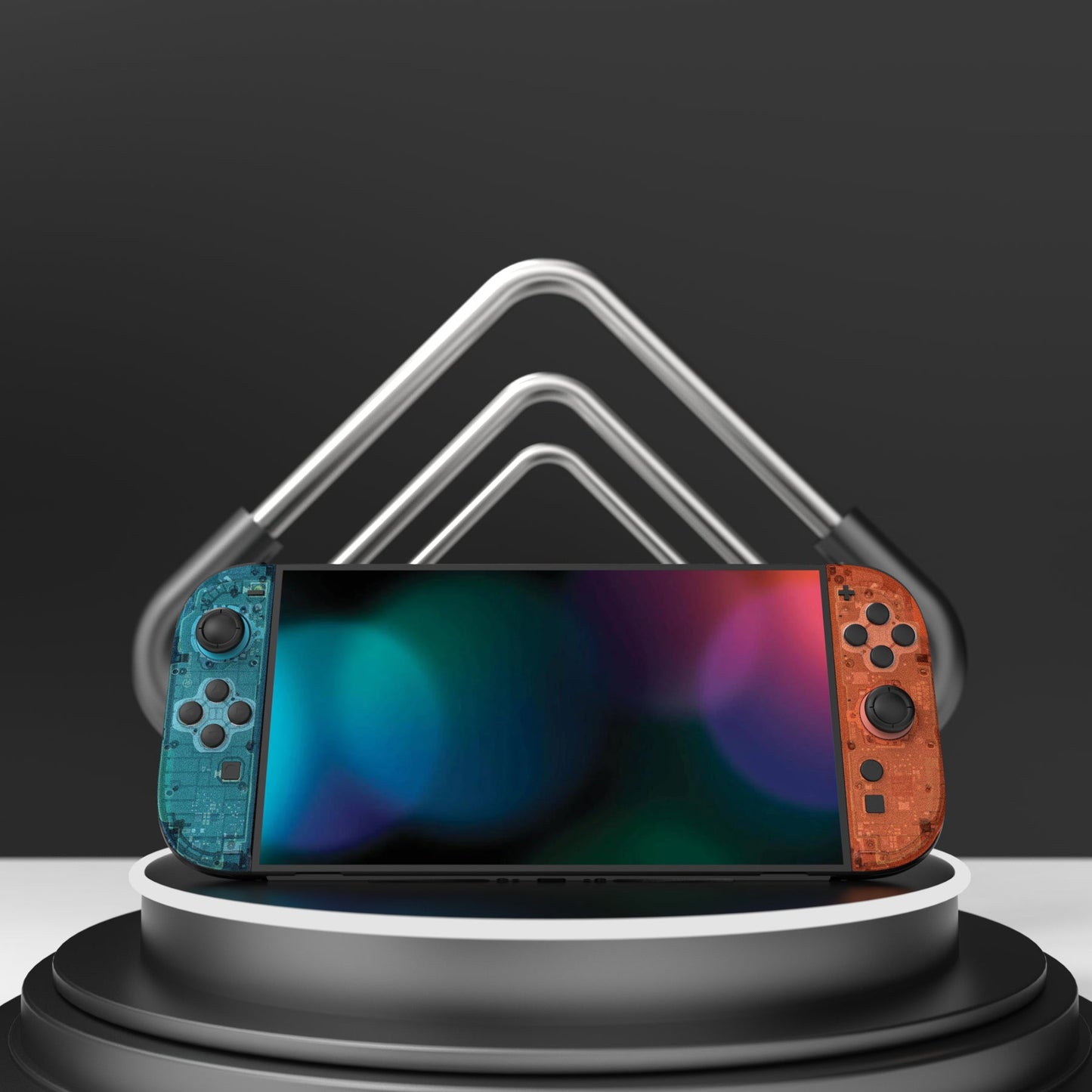 PlayVital Custom Full Set Protective Skin Decal for Nintendo Switch 2 (2025) Console & Joycon - Tear Down Blue & Orange PlayVital