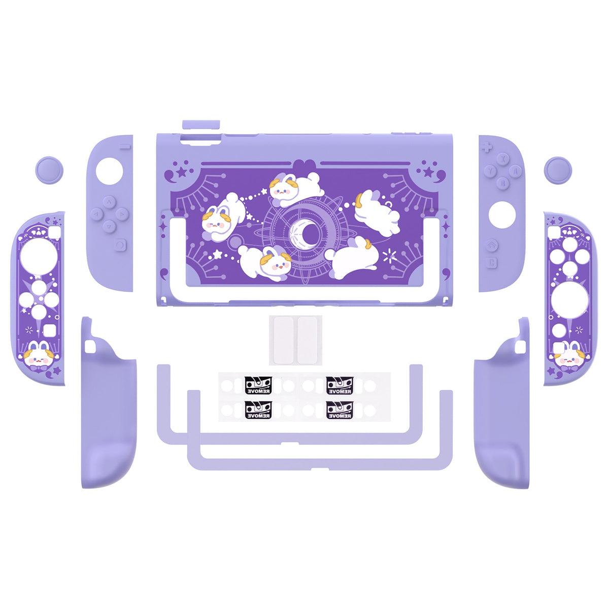 PlayVital Cute Cartoon Hard Protective Case for Nintendo Switch 2, Anti-scratch Kawaii Dockable Hard Case Shell for Switch 2 with Thumb Grip & Sticker & Button Caps - Celestial Rabbit Orbit PlayVital