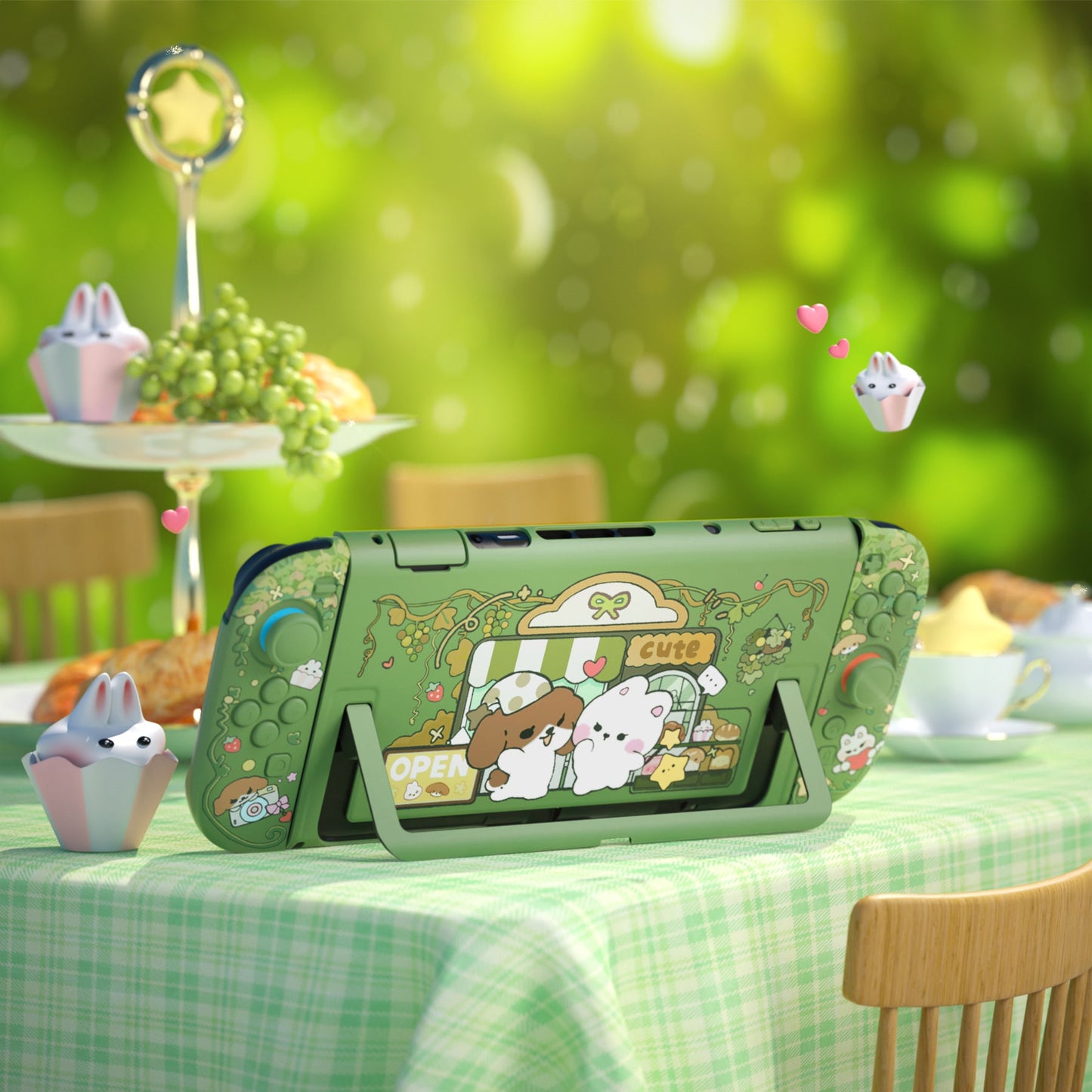 PlayVital Cute Cartoon Hard Protective Case for Nintendo Switch 2, Anti-scratch Kawaii Dockable Hard Case Shell for Switch 2 with Thumb Grip & Sticker & Button Caps - Forest Bakery PlayVital