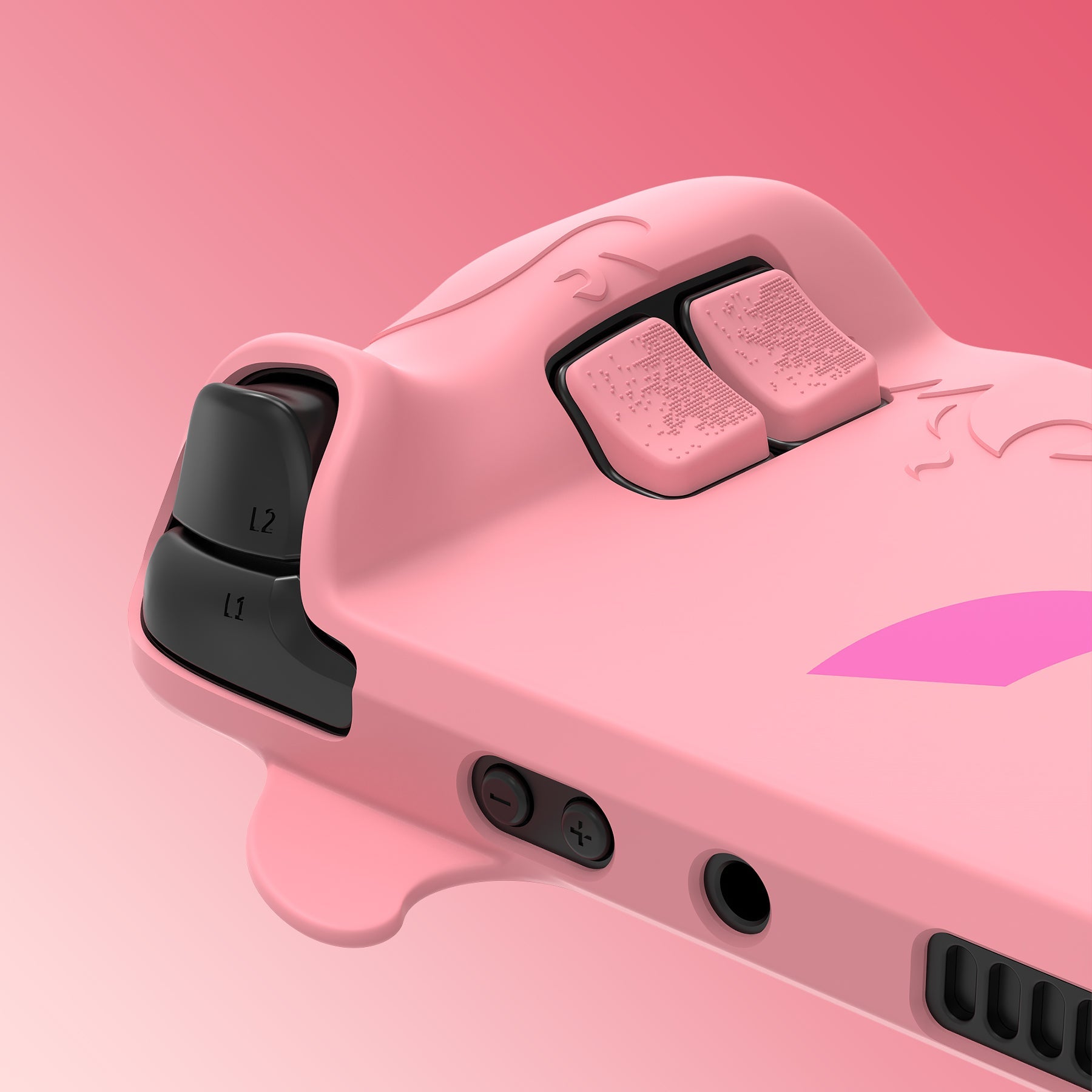 PlayVital Cute Demon Protective Case with Thumb Grips Caps for Steam Deck LCD & OLED - Pink PlayVital